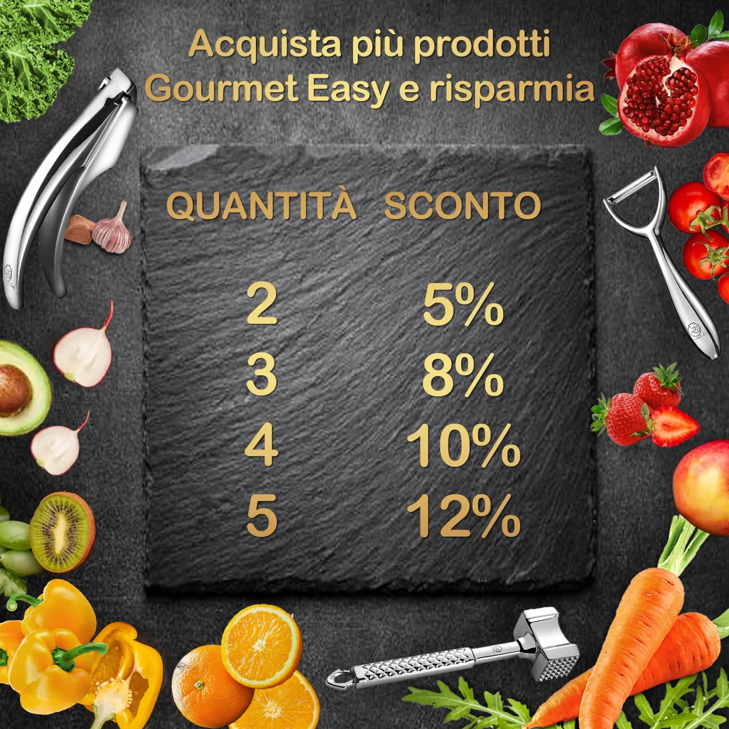 Pressa per aglio in acciaio inox - Ideale pezzi di aglio più grandi | Spremiaglio facile da pulire (non c'è bisogno di sbucciare) | Spremi aglio con 5 anni di garanzia