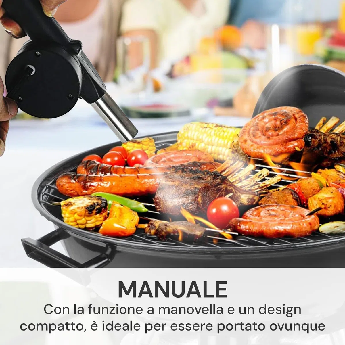 Avilia Soffione per Barbecue o Camino Manuale in Acciaio e Plastica Nero - Ideale per Ravvivare in Fuoco in Pochi Secondi è Leggero e Facile da Usare - Controllo dell'Intensità del Soffio