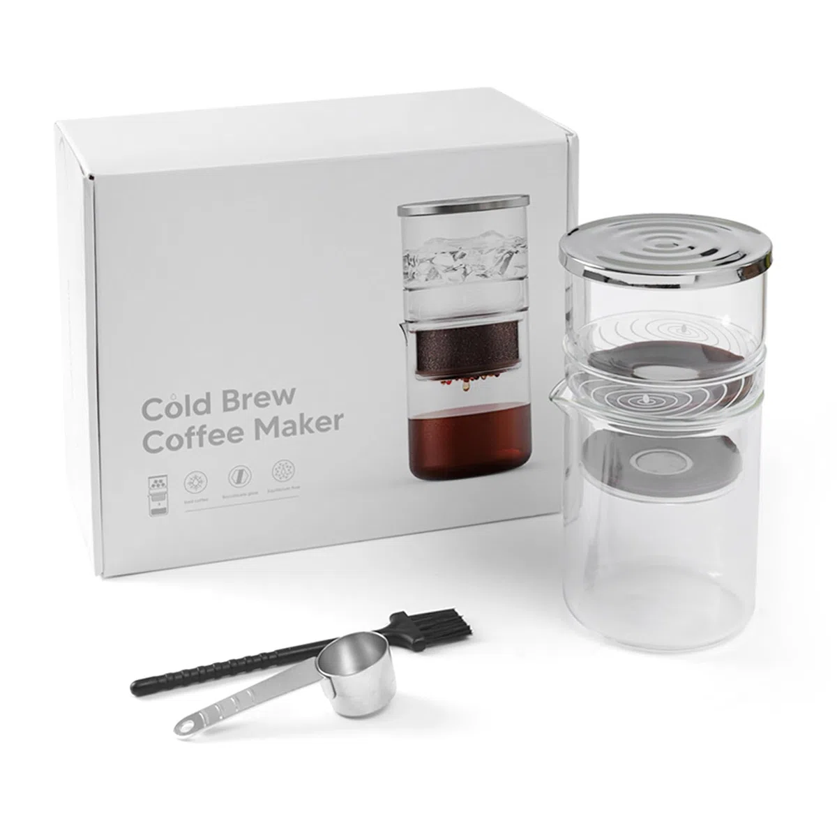 Respicefinem Macchina per Caffè Freddo con Gocciolatore in Vetro Borosilicato Estrattore di Sapore Uniforme Ideale per Casa Ufficio e Viaggi – Capacità 300 ml/10 15