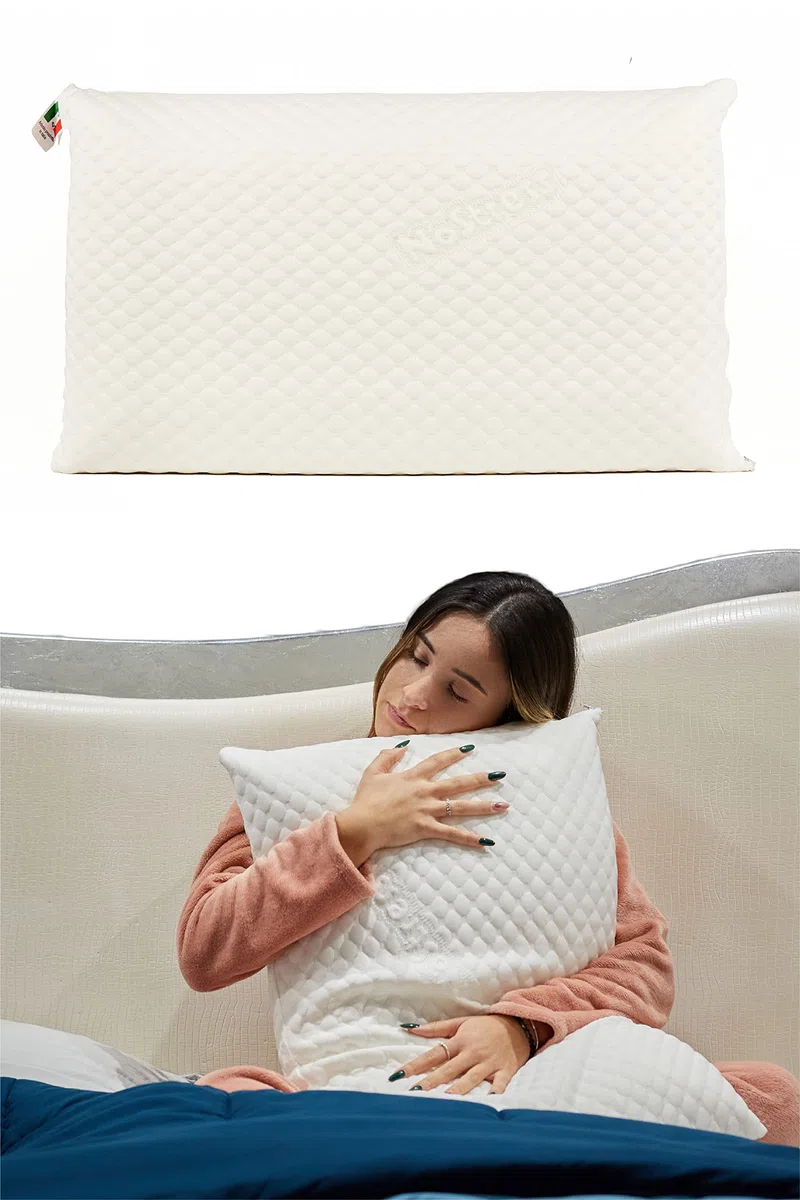 Flaffi Cuscino Letto Memory Foam - Guanciale Antisoffoco e Federa Antiacaro, Made in Italy, 70x40x13