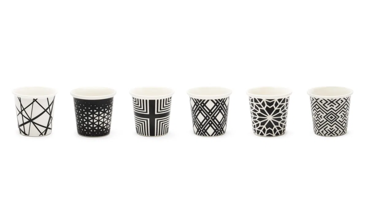 Excelsa Emily Set 6 Bicchierini Caffè, Porcellana, Multidecoro, Capacità 90 Ml.
