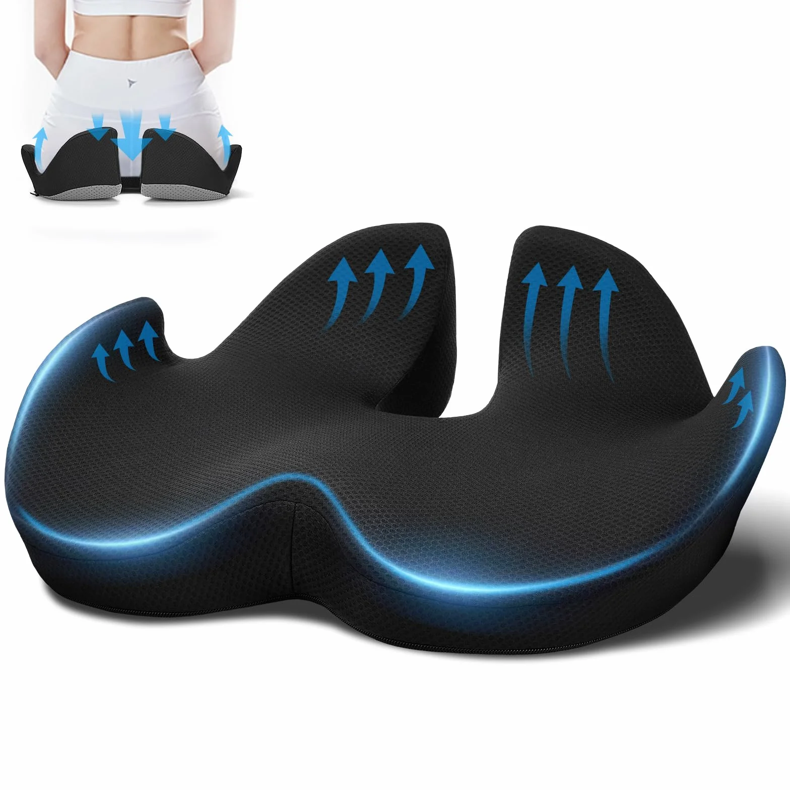 Cuscino in Memory Foam – Supporto Ergonomico per il Coccige, Cuscino Progettato per Sedute Prolungate – Morbido, Supportivo e Traspirante