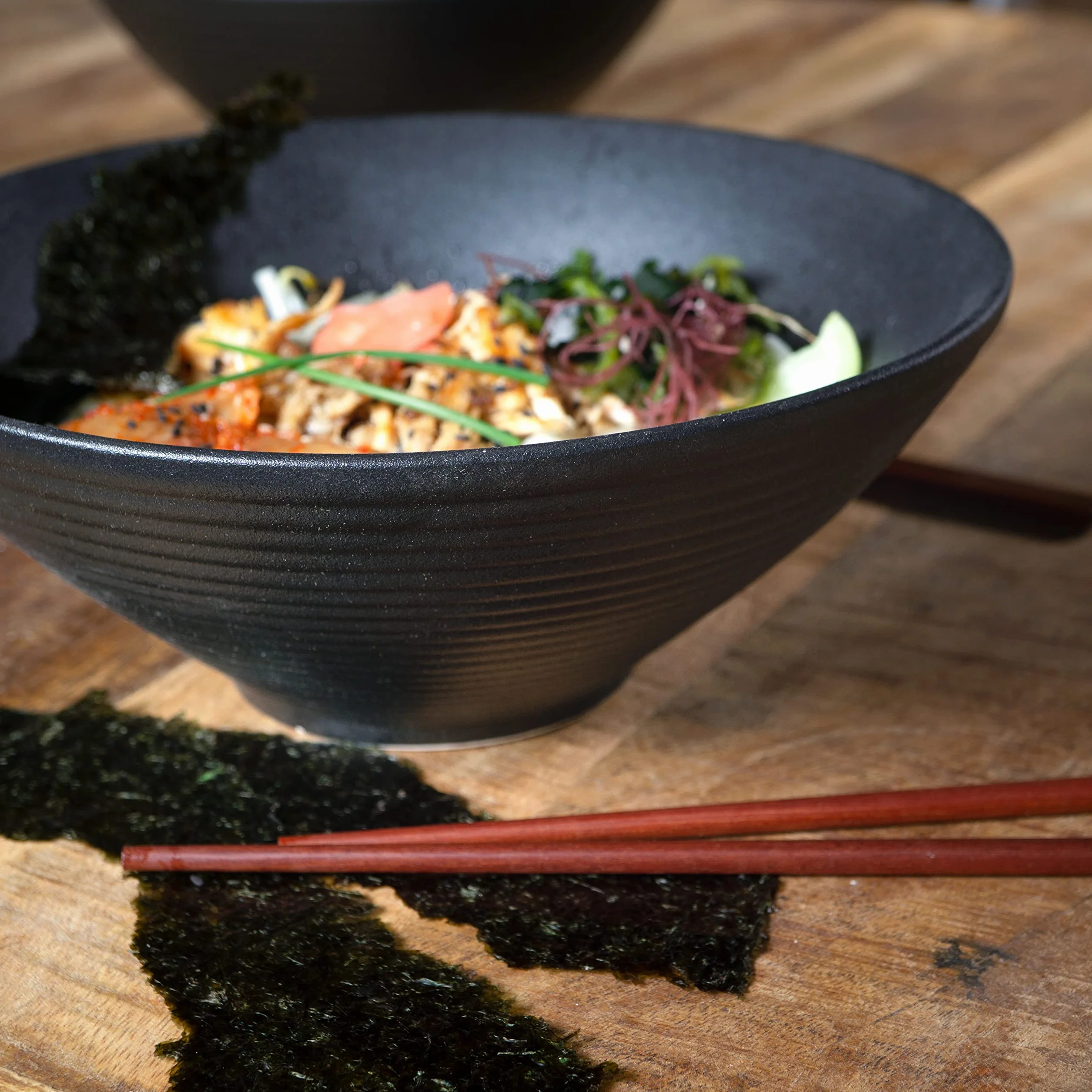 Moritz & Moritz 2 ciotole Ramen in ceramica, da 800 a 1300 ml, diametro 24 cm, set per 2 persone, per zuppa, pho e sushi, con bastoncini e cucchiai