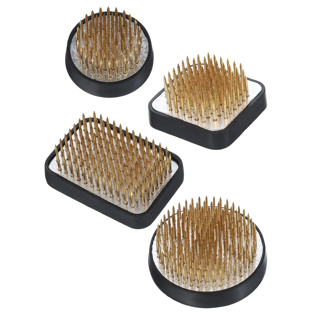 4 Pezzi Kit Kenzan Giapponese per Composizioni Floreali, 2,4 Pollici Rotondo, 1,6 Pollici Quadrato, 2,1 Pollici X 1,4 Pollici Rettangolo e 1 Pollice Rotondo