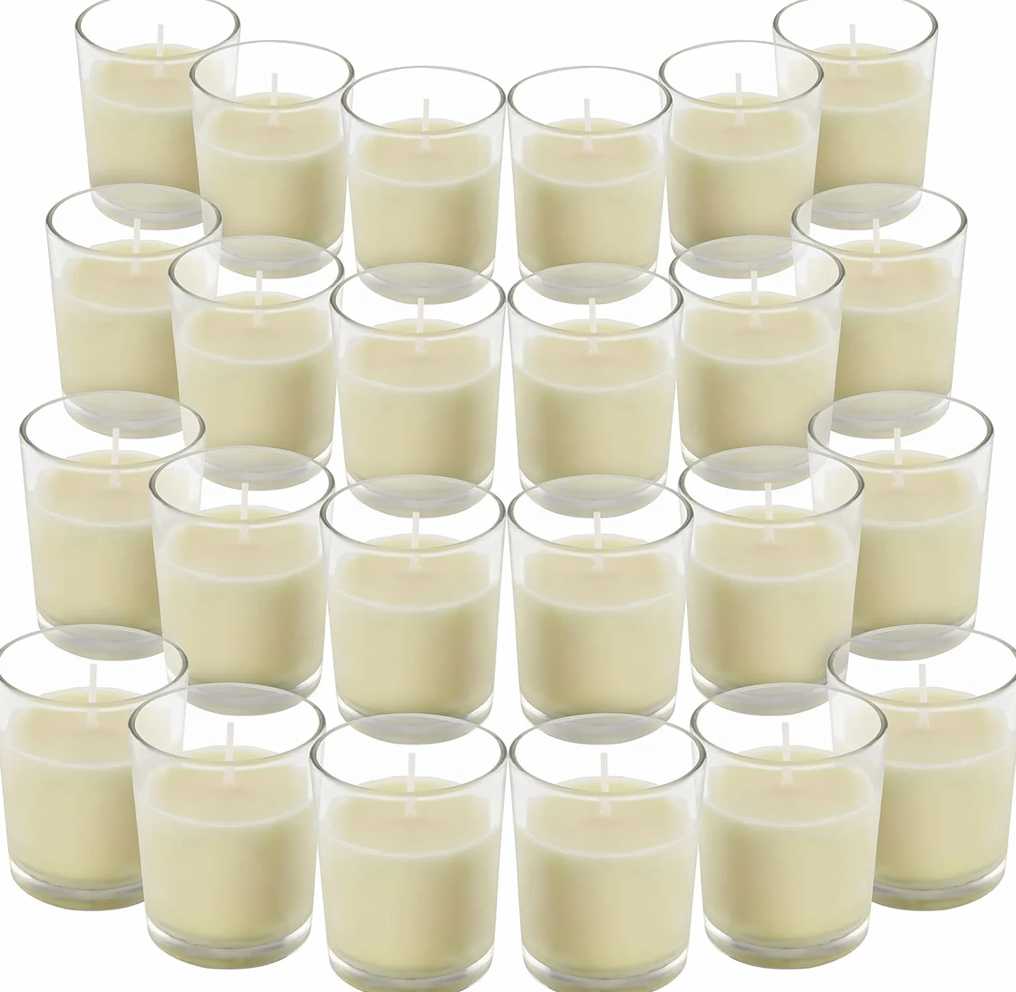 Belle Vous Porta Candele in Vetro con Candele Bianche Tea Lights (24pz) - Durata Combustione 12 Ore - Portacandele Vetro con Candele Tealight Versate a Mano - Ideali per Matrimoni, Spa e Decorazioni
