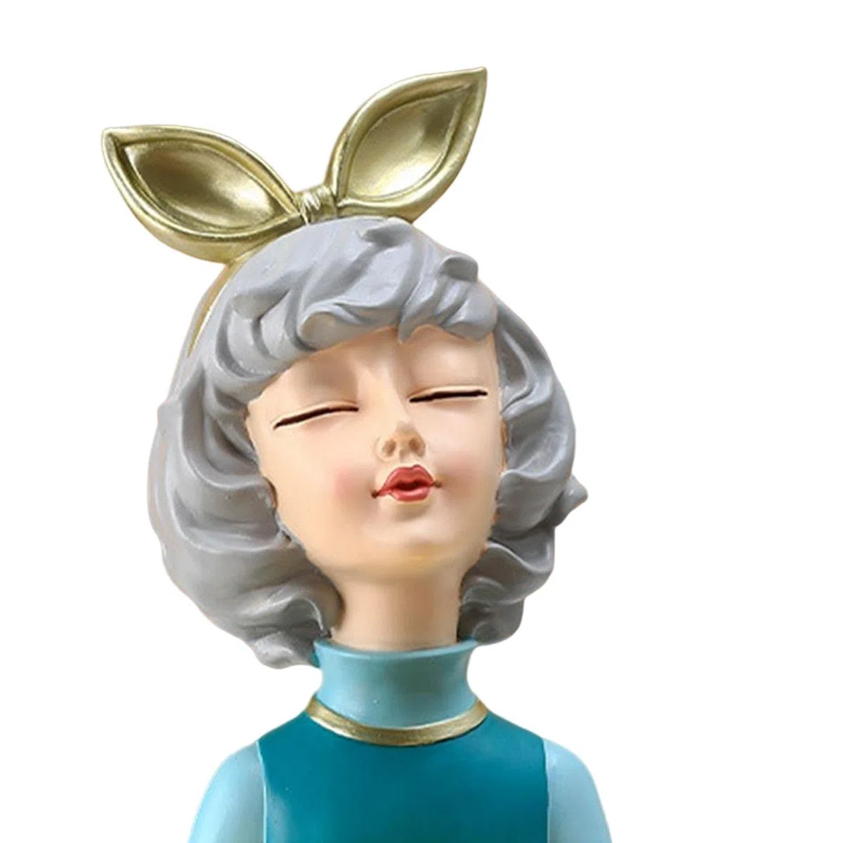 Statuetta Multiuso di Ragazza con Vassoio, Contenitore per Oggetti Vari, Portaoggetti in Resina, Statua di Ragazza per Portico, Ingresso, Soggiorno, D, Blu