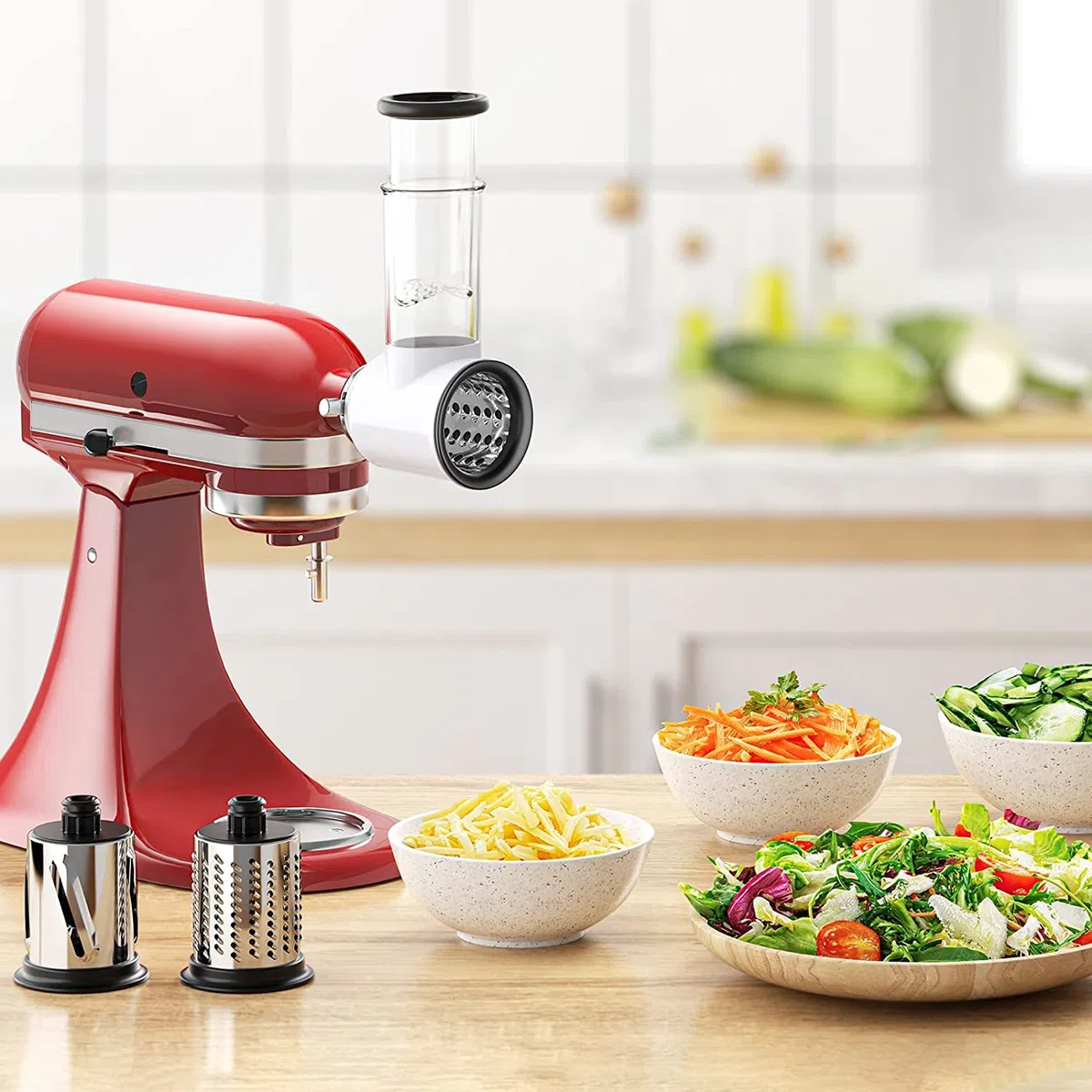 GVODE Accessorio Affettaverdure per Kitchen Aid, Accessorio Grattugia per KitchenAid, Accessorio Grattugia per Formaggio per KitchenAid
