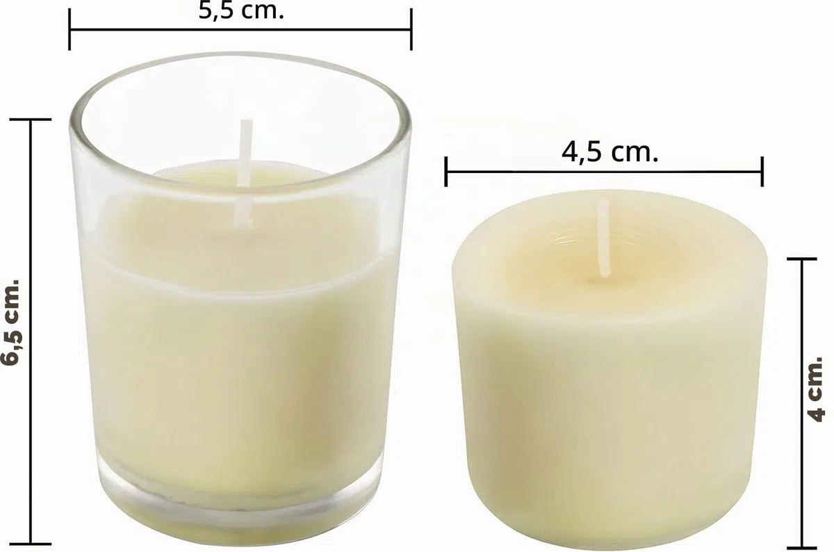 Belle Vous Porta Candele in Vetro con Candele Bianche Tea Lights (24pz) - Durata Combustione 12 Ore - Portacandele Vetro con Candele Tealight Versate a Mano - Ideali per Matrimoni, Spa e Decorazioni