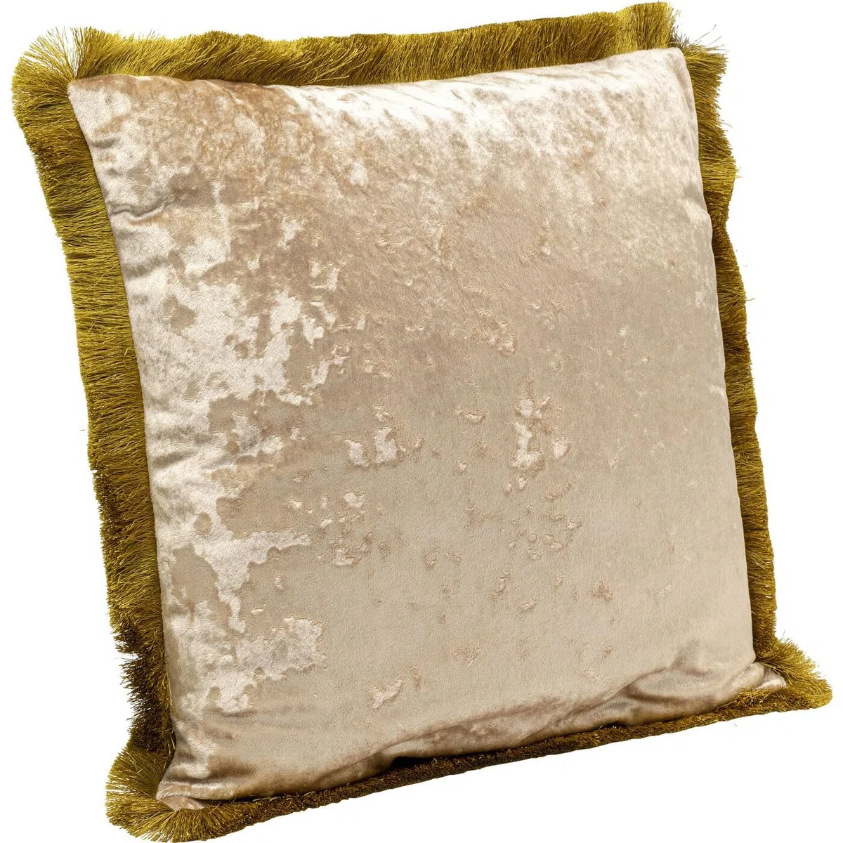 Kare Design cuscino decorativo Canne, beige, velluto con frange, stile classico, decorazione morbida divano, letto, poltrona, 45 x 45 cm