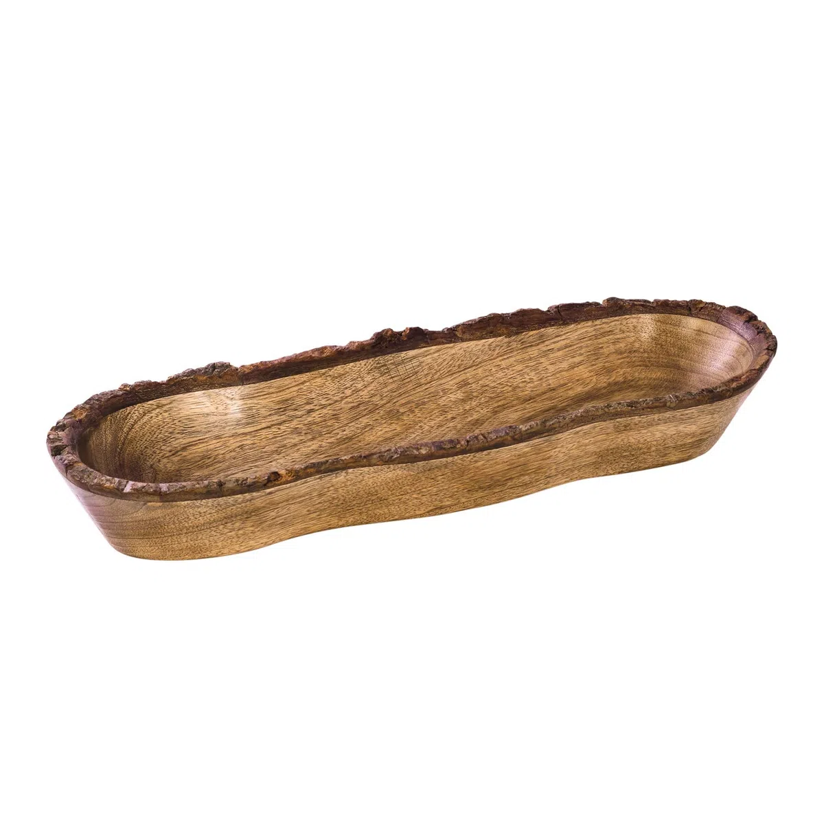 Vassoio in Legno Naturale, Ciotola per Insalata, Verdure e Frutta, Vassoio Grande e Profondo per la Famiglia, le Feste. (Bark Edge Tray (New))