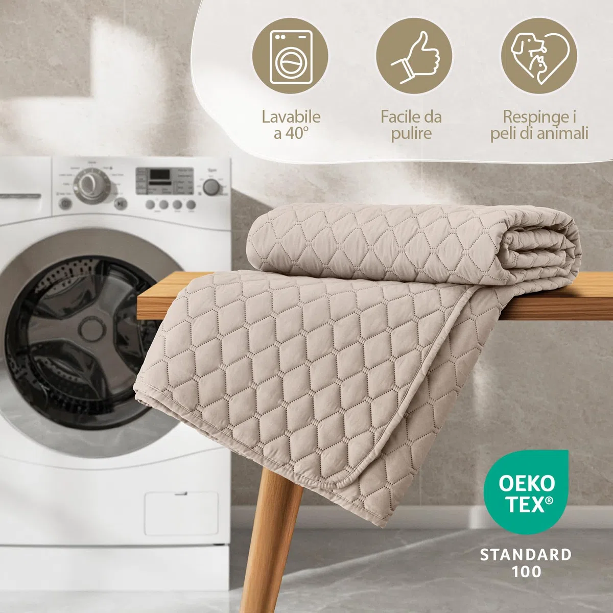 Blumtal Copriletto Trapuntato 240x260 cm - Certificato OEKO-TEX - Trapuntino Leggero per Letti di 200x200 - Mezza Stagione - Beige