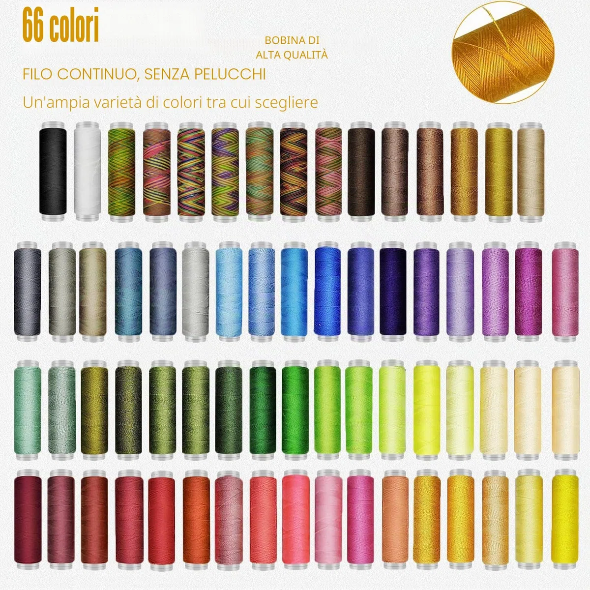 Kit da Cucito Premium, 66 Colori Set da Cucitoper Adulti, 305 Pezzi Accessori per Cucire Professionale con Aghi, Filo, Forbici, Bottoni e Molto, Adatto Principianti, Viaggi, Casa, Scuola, Emergenza