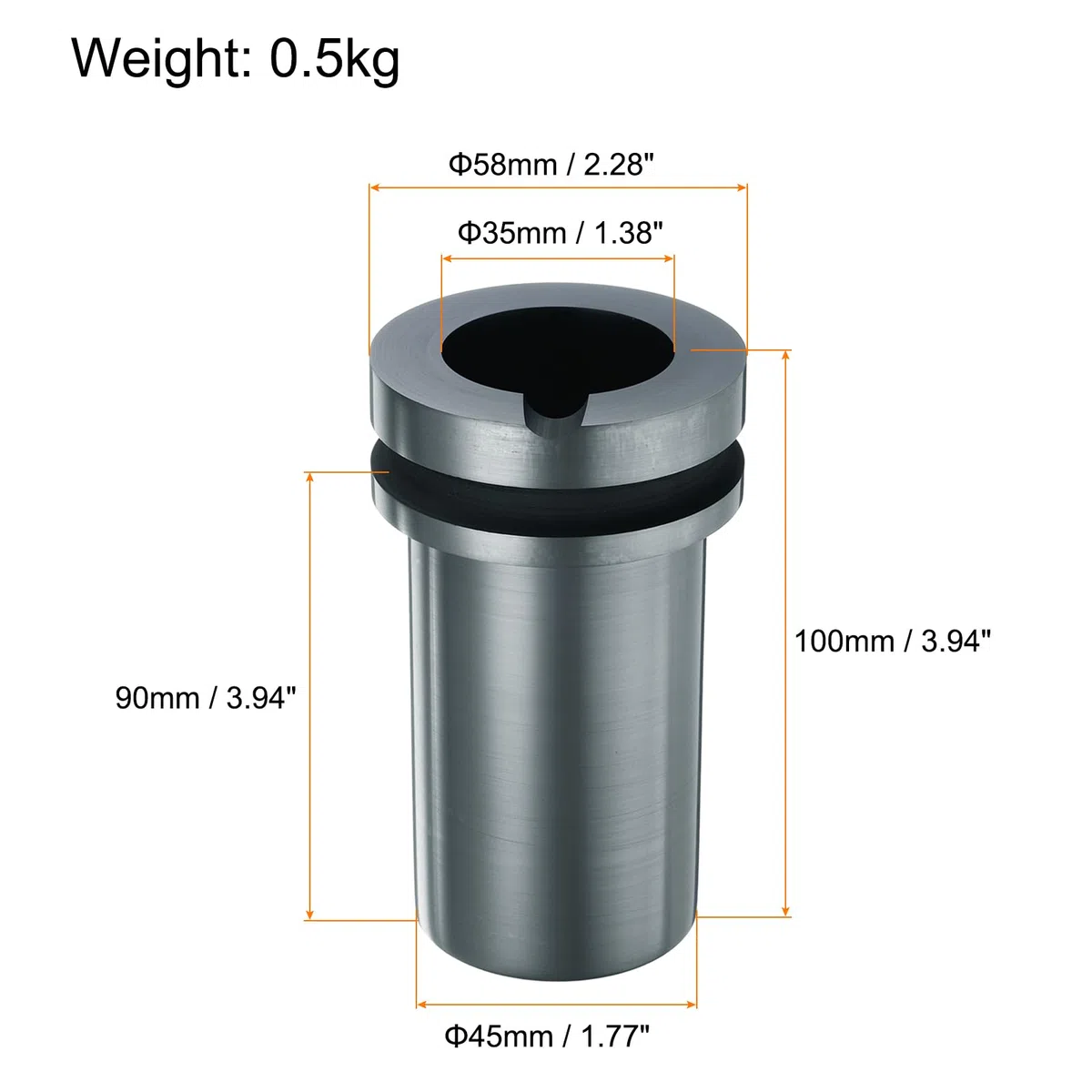 QUARKZMAN Crogiolo di Grafite, 0,5kg Crogiolo in Grafite ad Alta Purezza per Fusione di Oro Argento Rame Forno di Fusione Stampo Fusione Strumenti per Gioielli 1,38 Pollice IDx3,94 Pollice H