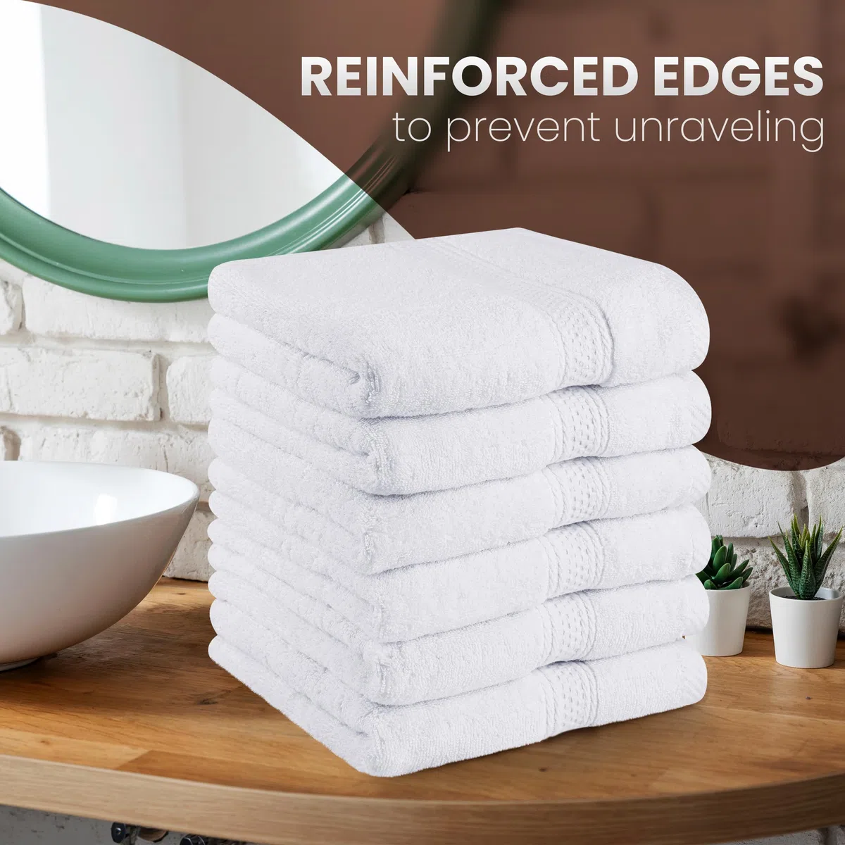Utopia Towels - Set di 6 (50 x 100 cm), Asciugamani Mani, Asciugamani Per Le Mani, Altamente Assorbenti Con Gancio, 100% Cotone (Bianco)