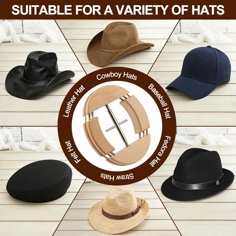 Tenditore per cappelli a 4 vie, estensore per cappelli a quattro vie, fibbia girevole regolabile, per cappelli da cowboy, Fedora, cappelli da baseball, Easy to Stretch