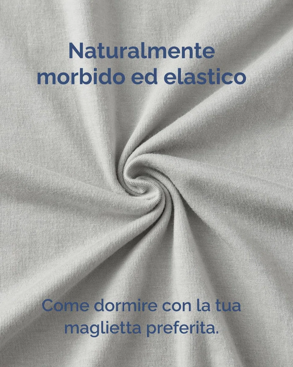 Lenzuolo con angoli 180x200 cm Grigio Chiaro - 100% Jersey Cotone morbido & traspirante - Tasca 30 cm / 12" - Anti-grinze, Resistente, Ipoallergenico & Traspirante - Certificato OEKO-TEX Standard 100