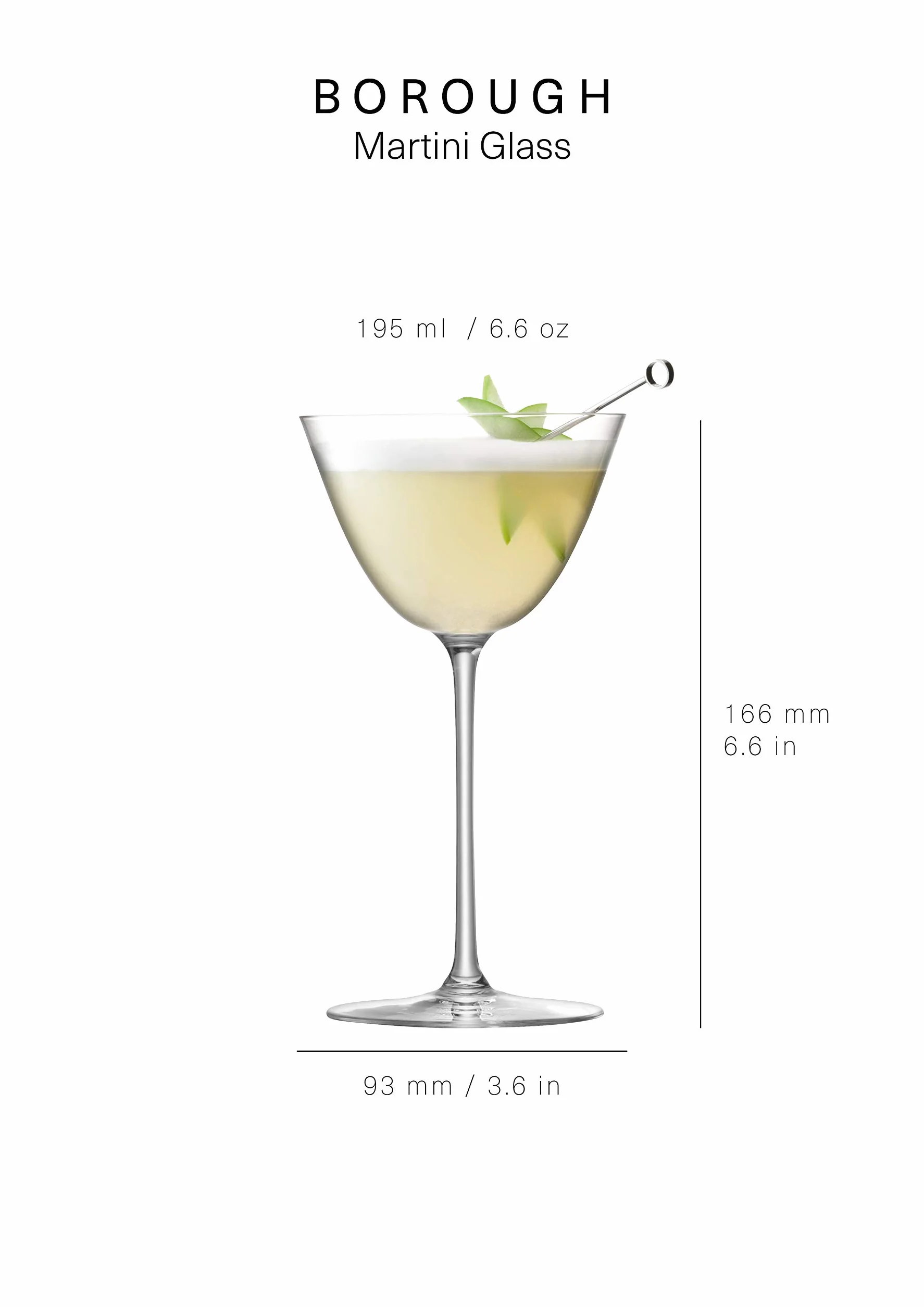 LSA International BG08 BOrough, Bicchiere per Martini, 195 ml, Trasparente, Confezione da 4
