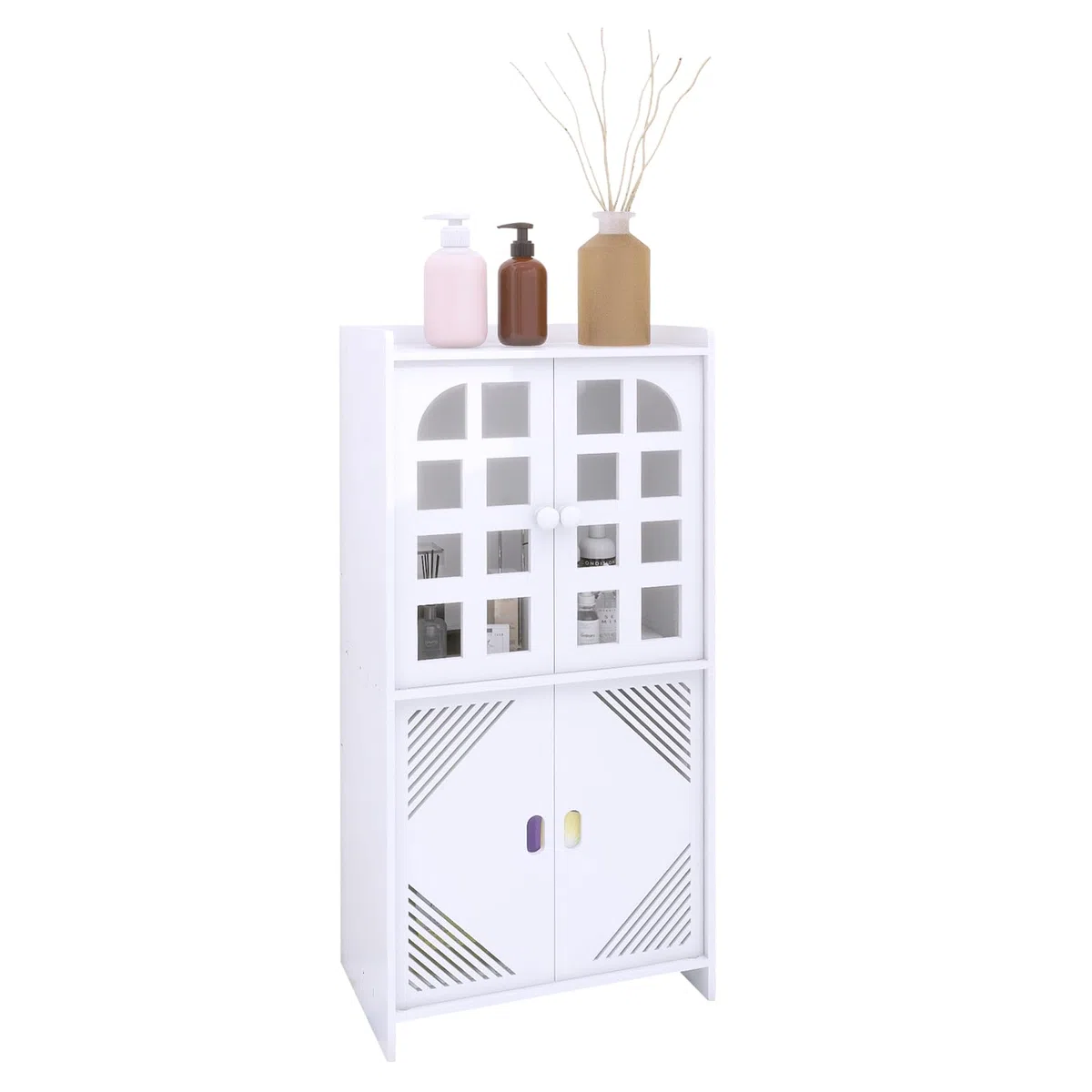 LANTUS - Mobiletto portaoggetti per bagno, armadietto, mensola regolabile, piedi resistenti all’acqua, per piccoli spazi, piccola cabina armadio per bagno, soggiorno, 30 x 22 x 75 cm (L) Bianco