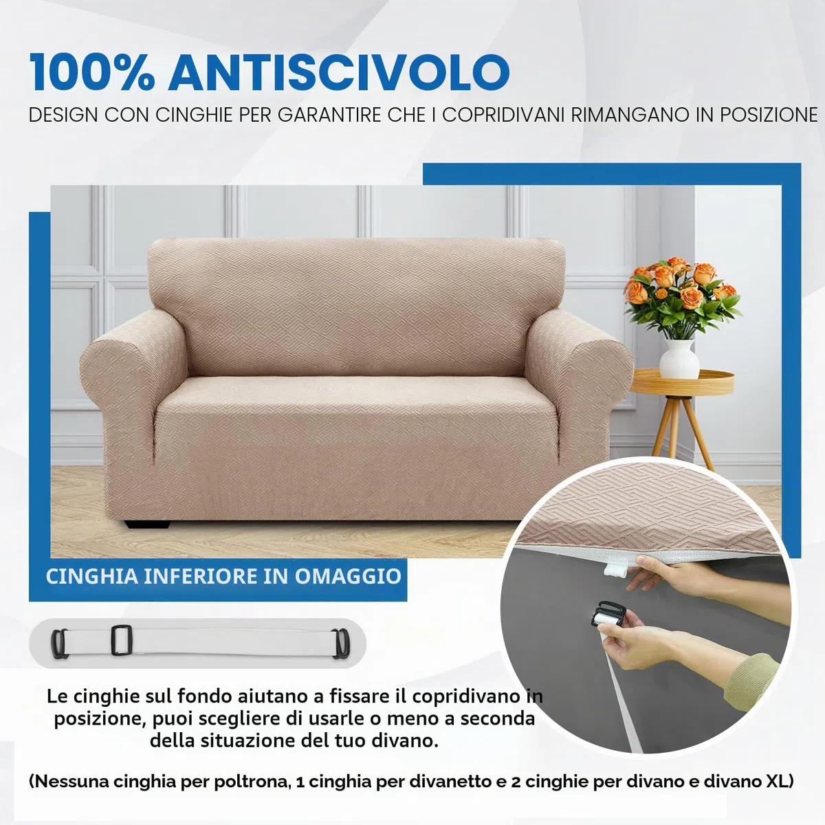 XINEAGE Copridivano 2 Posti Elasticizzato, Fodere Copridivano con Braccioli per Il Soggiorno, 1 Pezzo Copridivani Universale, Copri Divani Antiscivolo per Cani, Animali Domestici, Cachi