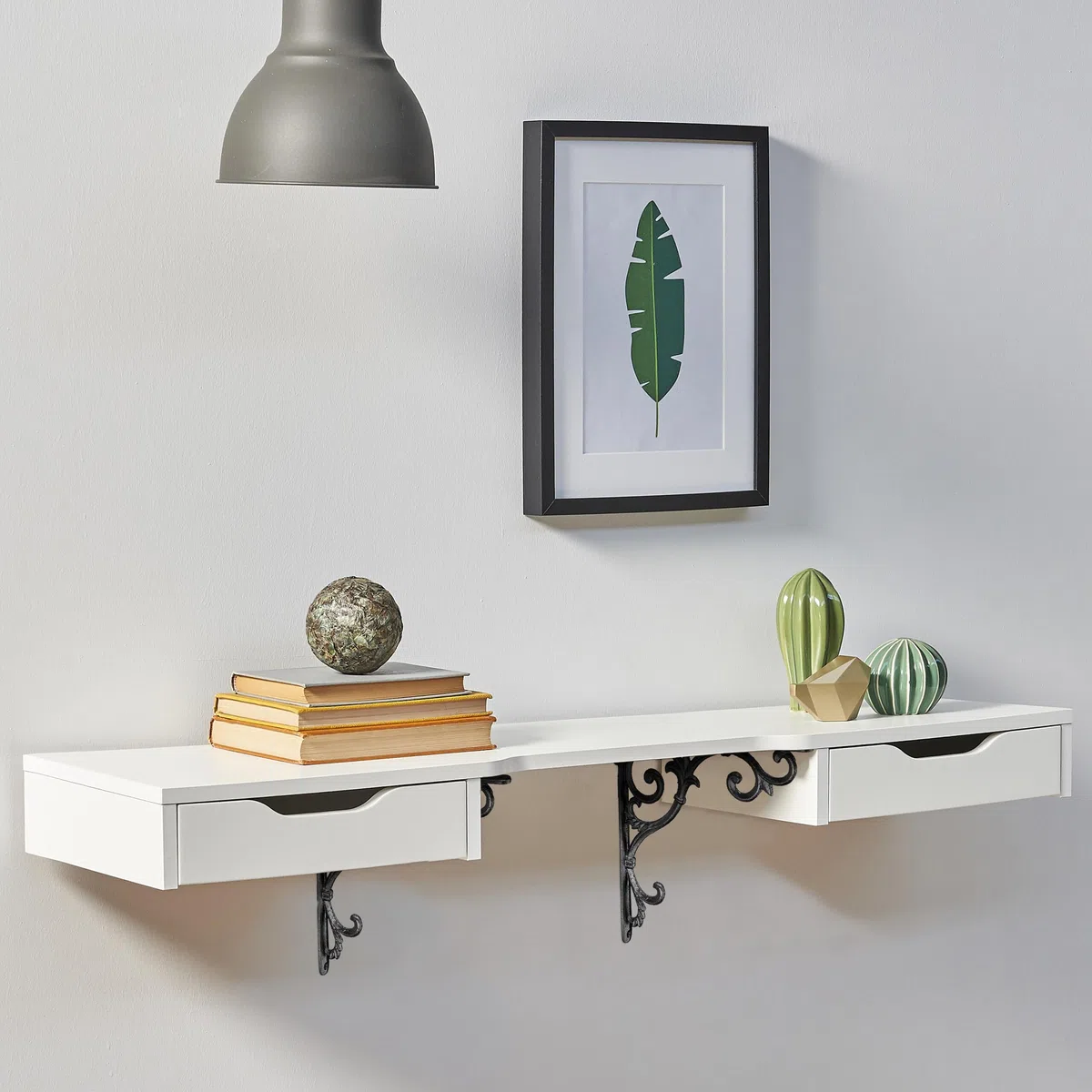 Relaxdays Set 4 Reggimensola da Muro, Staffe per Mensole, HLP: 24,5x4x24,5 cm, Supporti Angolari Ripiani Vintage, Nero