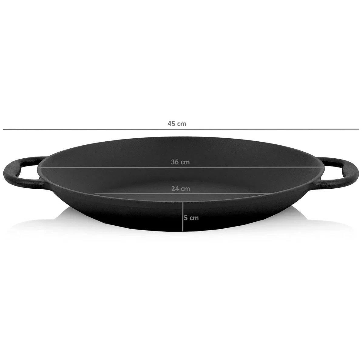 BBQ-Toro Padella tradizionale per paella per 6 persone, Ø 36 cm, in ghisa con manici, già stagionata, per barbecue, fornelli a gas ed elettrici