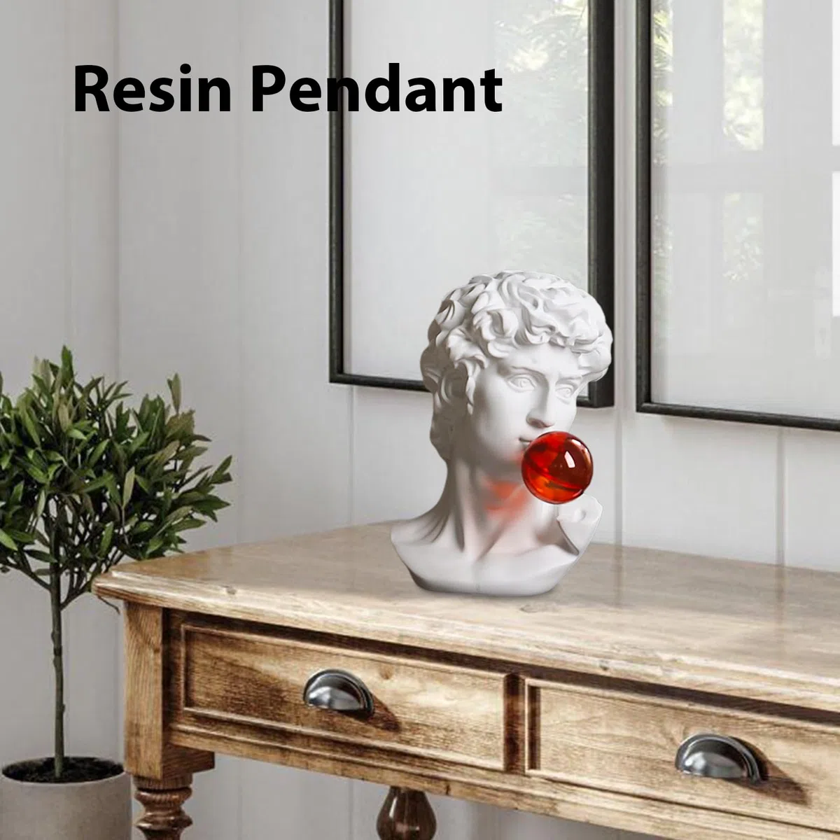 Statua a busto di David – Statua decorativa da scrivania in resina, scultura artistica di David | Figura unica in resina con finitura impermeabile, elegante ornamento multifunzionale per soggiorno
