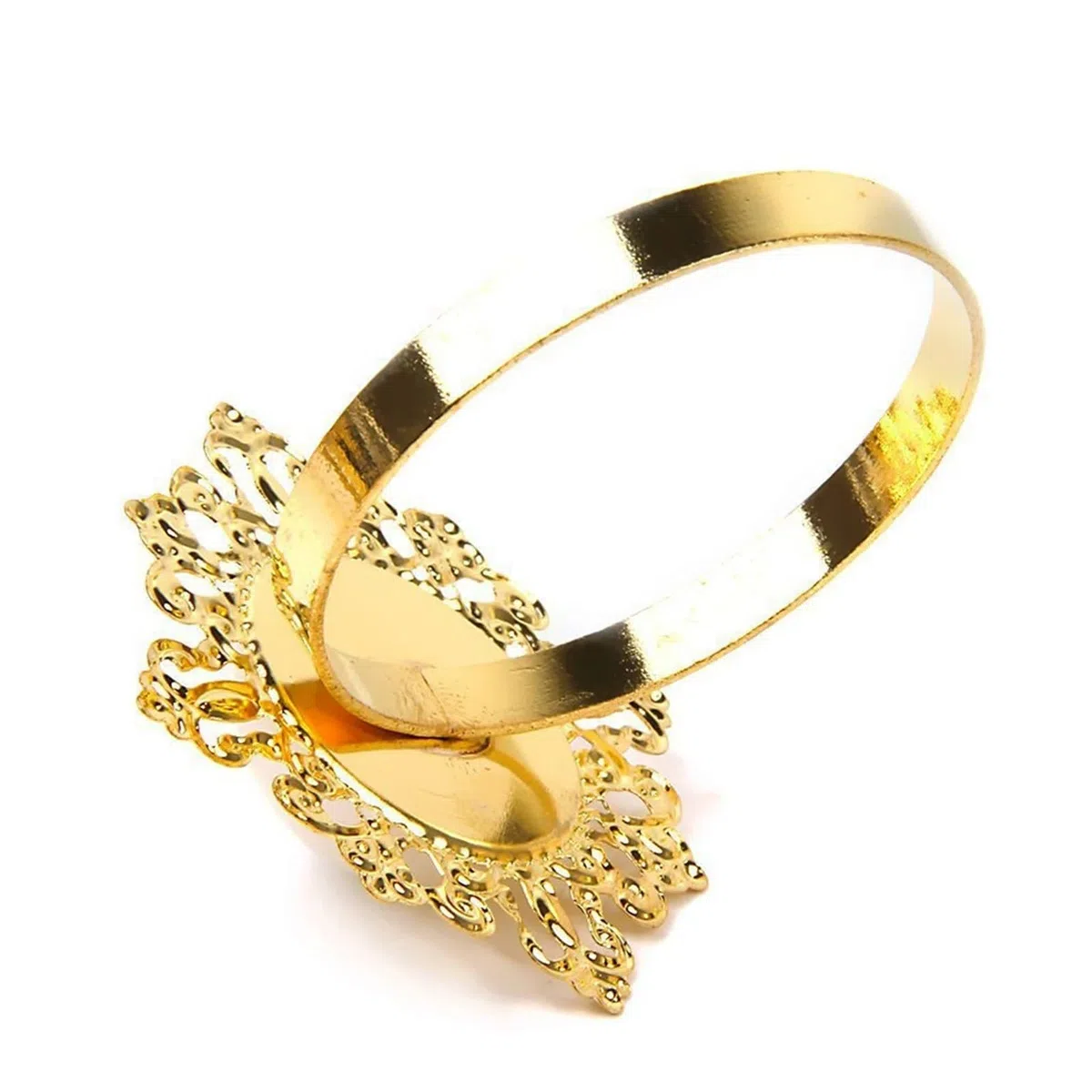 Portatovaglioli ad anello, 24 pezzi, per matrimoni, banchetti, cene, perle finte (dorato)