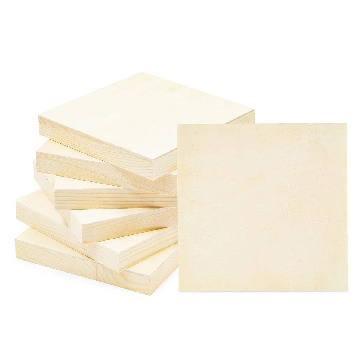 Tele di Legno Grezzo, Set da 6 Pannelli Quadrati di Legno per Pittura, 15.2 x 15.2 cm Ciascuno