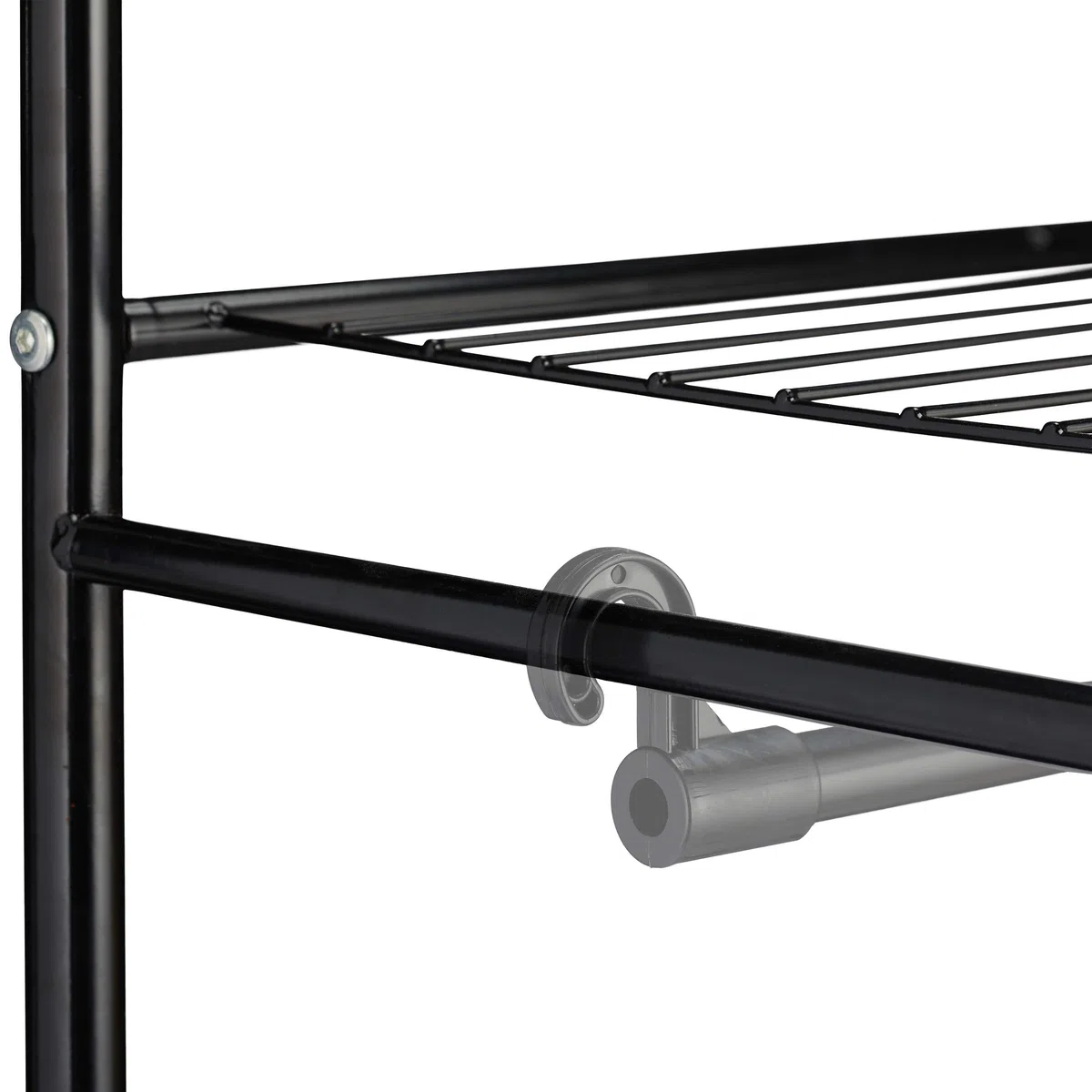Relaxdays Stand Appendiabiti in Metallo, Attaccapanni con Ripiano per Scarpe Cappelli, Armadio Aperto, 161x78x36cm, Nero
