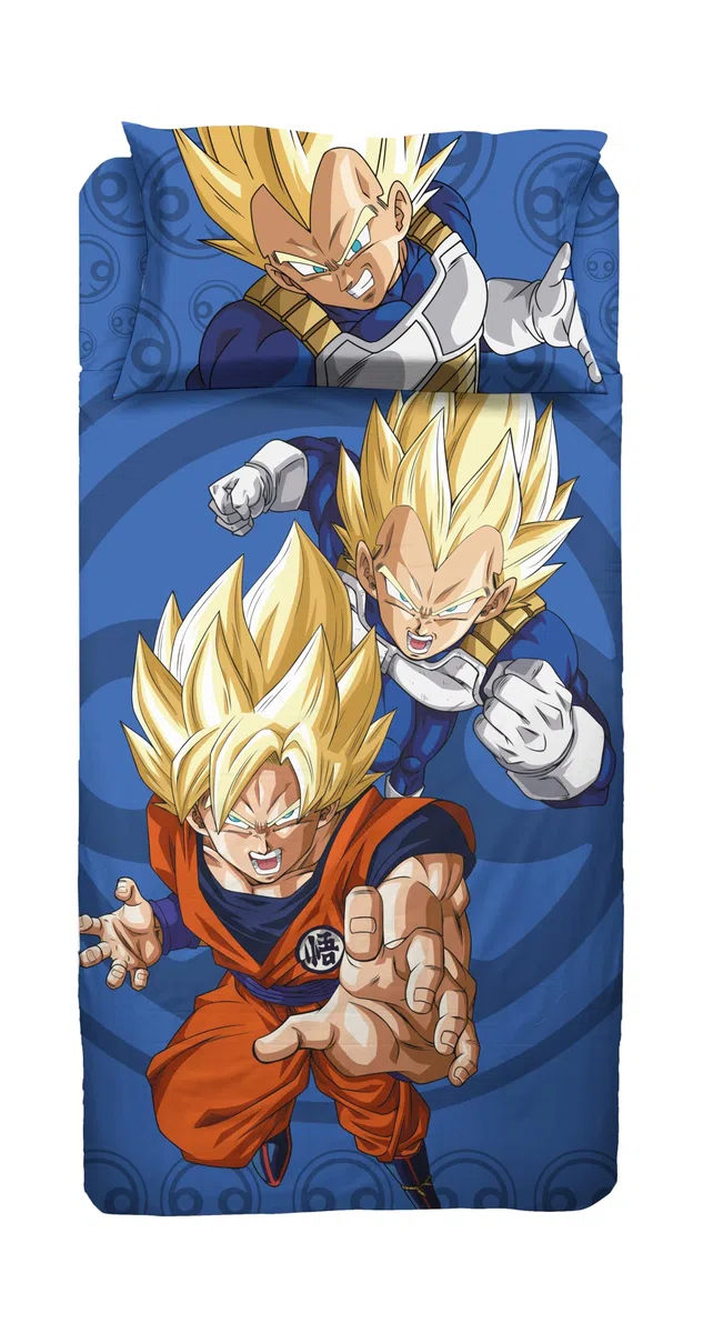 hermet Dragonball, Set Lenzuola Letto Singolo, Completo Letto Singolo, Lenzuolo Sopra, Lenzuolo Con Angoli, Federa, 100% Cotone, Prodotto Ufficiale
