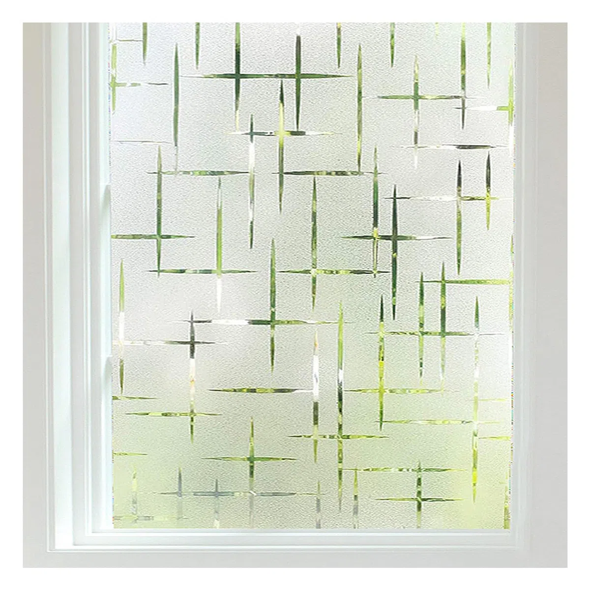FINNEZ Pellicola per Finestre Vetri 75x400cm Smerigliata per Finestre Vetri-Autoadesive Anti-UV, Statica, Privacy per Cucina,Ufficio,Camera da Letto (Schema a Croce)