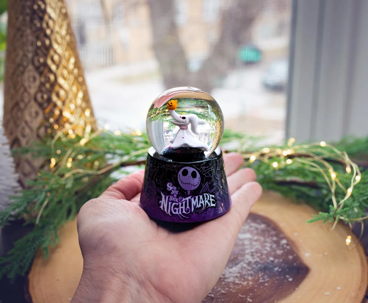 Disney The Nightmare Before Christmas Zero - Mini palloncino da neve illuminato da 3 pollici glitterato per adulti