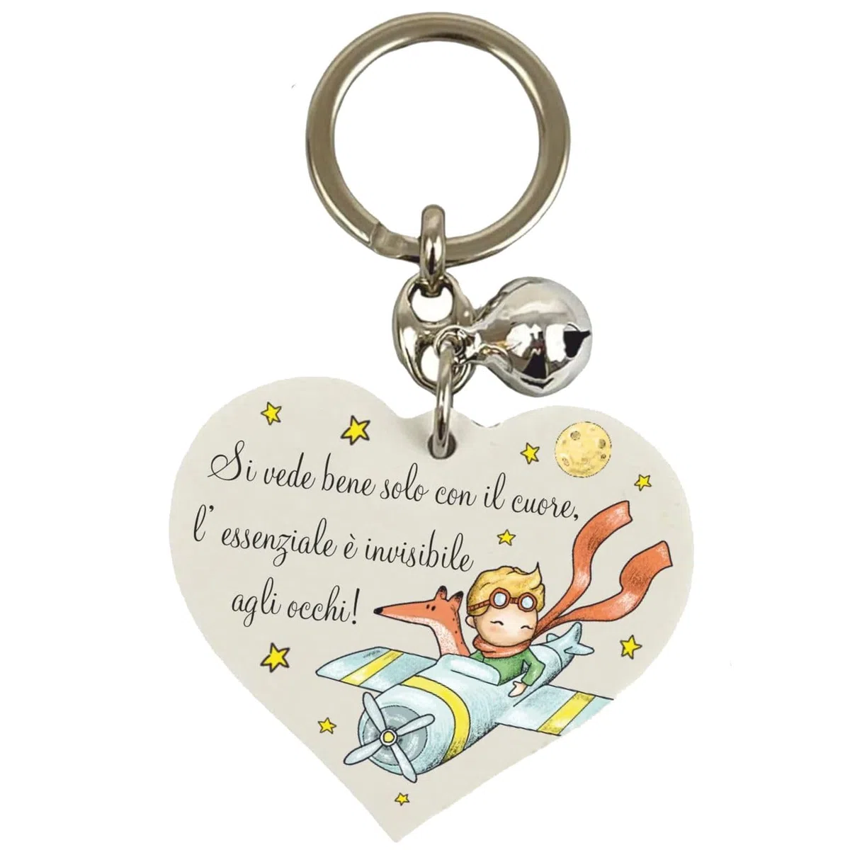 Regalami.shop 6 portachiavi con scatola, nastrino, bigliettino e portaconfetti Bomboniera Piccolo Principe per Battesimo, Comunione, Party, Regalo (6 portachiavi con scatola)
