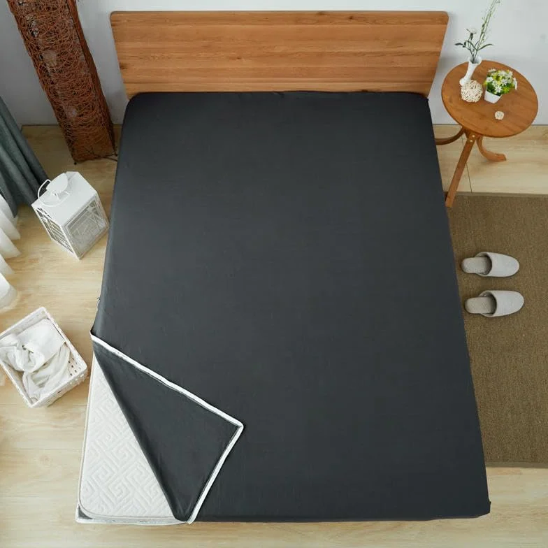 Coprimaterasso futon da pavimento, tinta unita, lavabile, antipolvere, rimovibile, cerniera, per materasso futon giapponese tatami (grigio scuro, 90 x 200 cm)