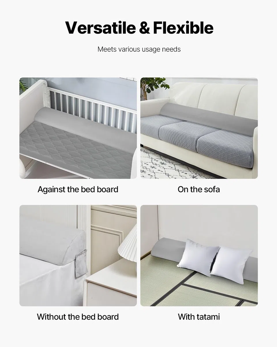 VEVOR Cuscino a Cuneo per Testiera Dimensioni 193 x 25,5 x 15,2 cm, Cuscino Riempimento per Fessure tra Testiera e Materasso in Schiuma 25D Supporto Schienale in Peluche Corto Morbido