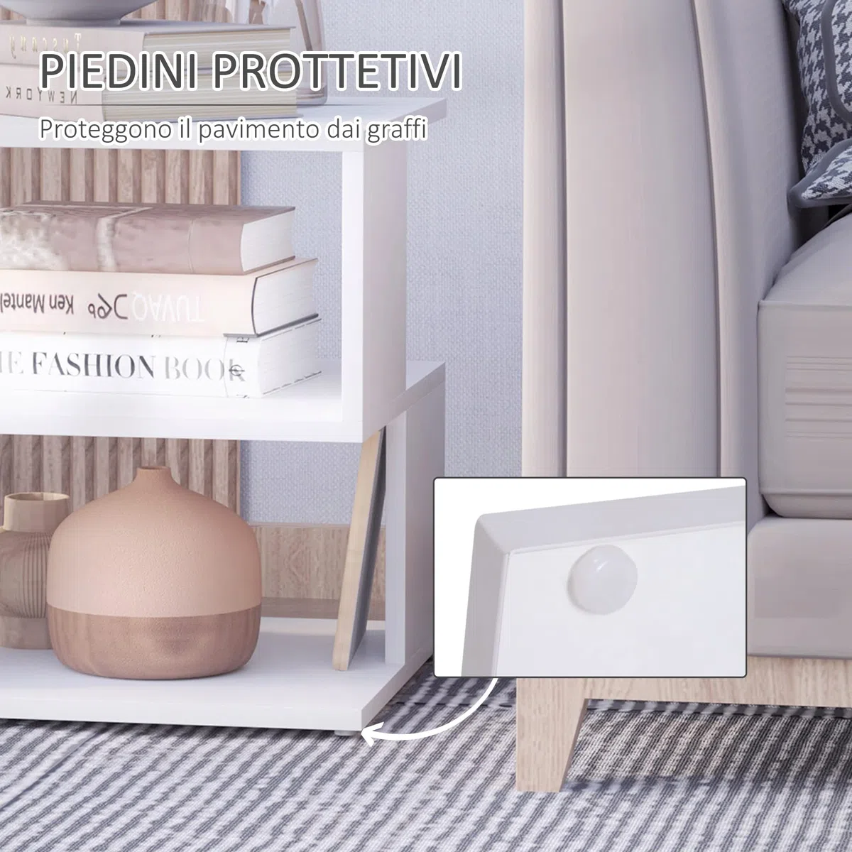 HOMCOM Tavolino da Caffè di Design, Tavolino da Salotto Bianco, 2 Ripiani Aperti, Design Moderno, Tavolino da Salotto e Soggiorno, Legno, 40x40x43cm, Bianco