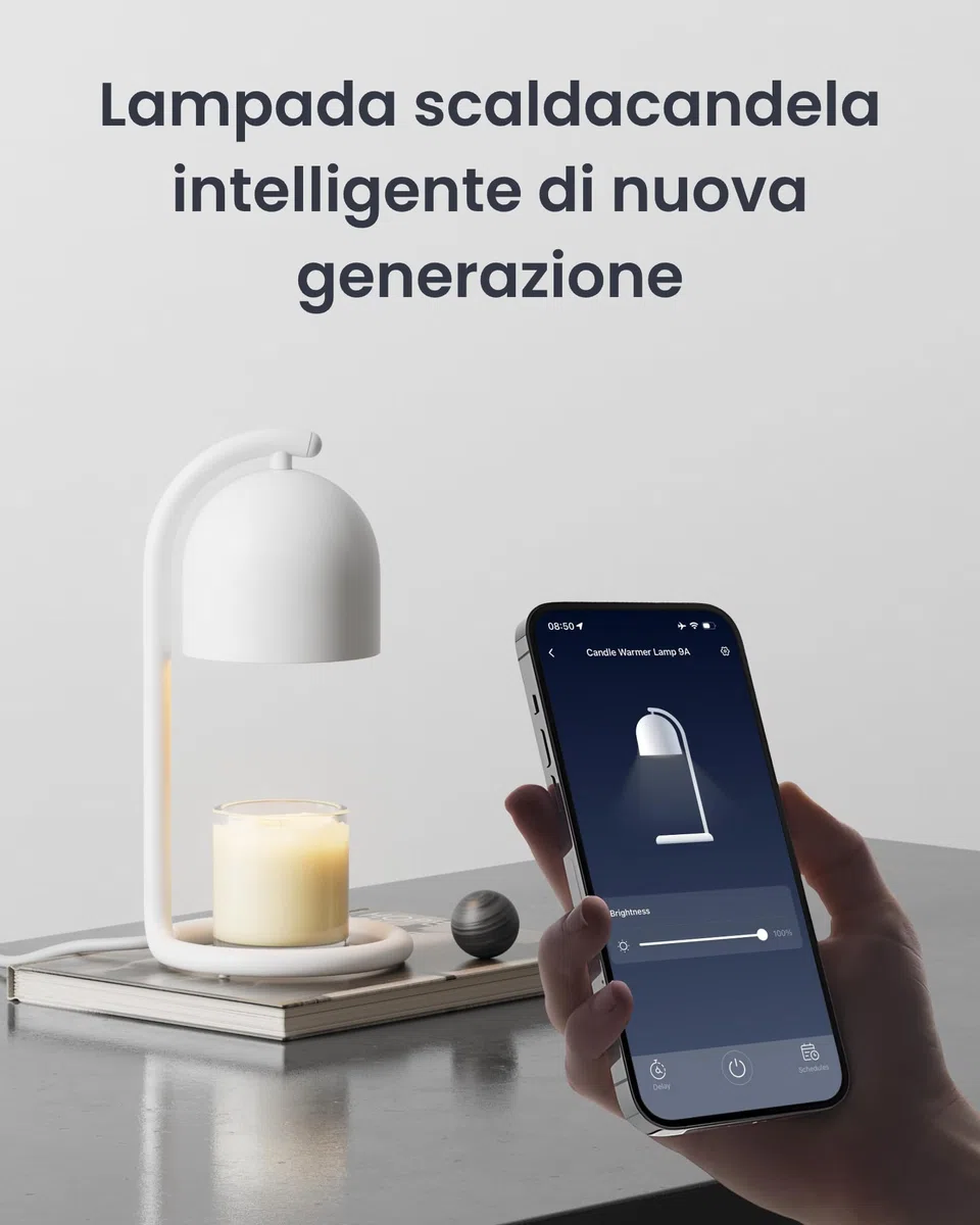 SwitchBot Lampada Scalda Candela Intelligente con Timer e Dimmer, Scaldacera per Candele Compatibile Matter per Apple Home e Alexa, Lampada Profumata per Regalo di Inaugurazione della Casa, Bianco