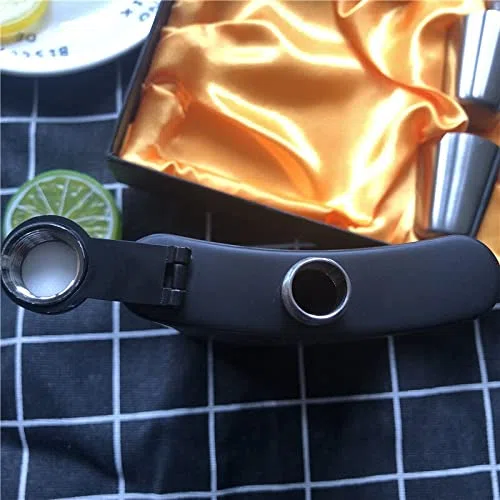 Fiaschetta Tascabile,Fiaschetta Nuova Mini 8 Once Tutta la Vernice Nera Whisky bottiglione 304 in Acciaio Inox Alcool Imbuto Jack Hip Flask Nero Gift Box Set (Color : all Black Jack Set)