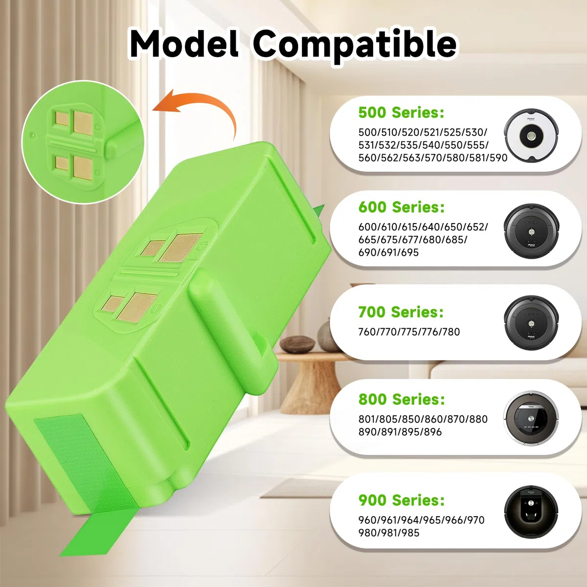 CITYORK 6700mAh Litio Batteria per iRobot Roomba 980 981 985 976 971 960 966 965 900, 880 896 895 890 891 800, 690 695 680 676 675 650 630 615 606, 780 776 760, 560 555 500 iRobot Roomba Batteria