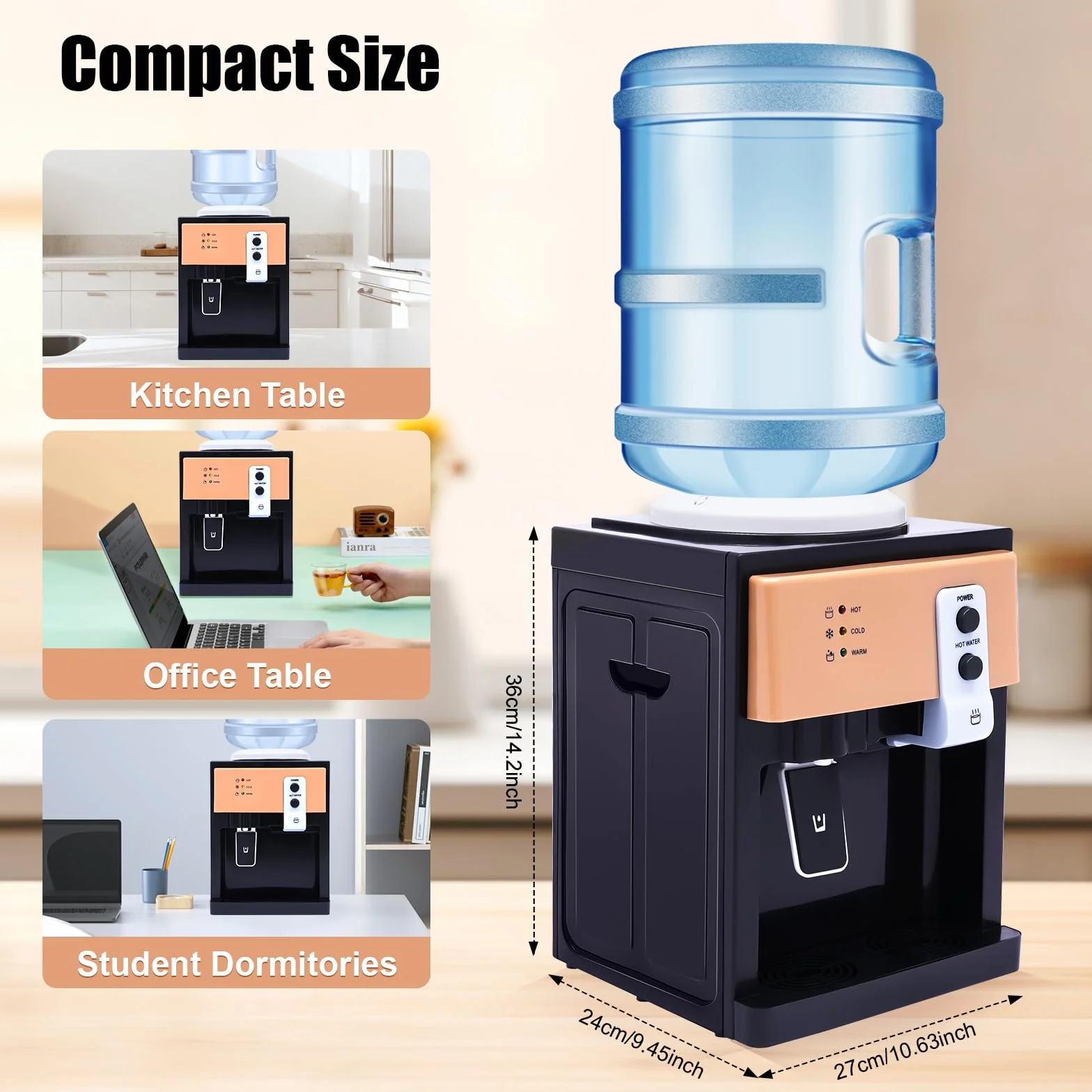 Dispenser di acqua automatico, 550 W, dispenser di acqua elettrico con raffreddamento, dispenser di acqua calda, dispenser di acqua fredda per scrivanie, comodini, tavolini da caffè