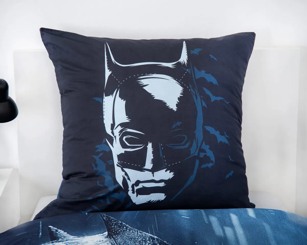 Batman Set di Biancheria da Letto, Federa 80x80 cm, Copripiumino 135x200 cm, con Cerniera di qualità, 100% Cotone, Renforcé