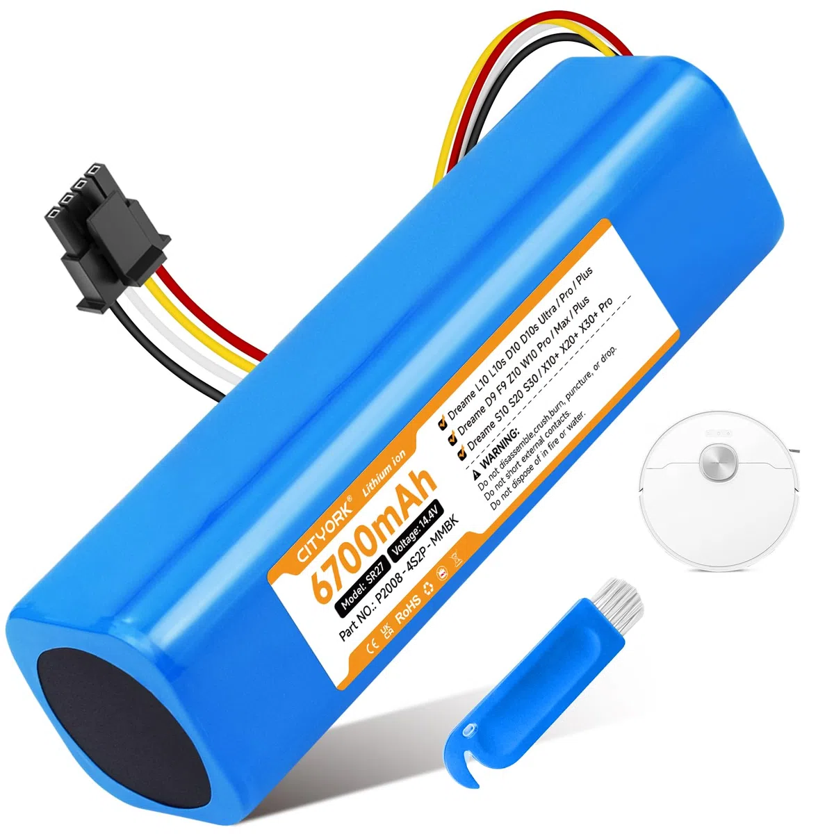 CITYORK 6700mAh/14.4V Li-ion Batteria per Dreame L10s Ultra L10 D10 D10s Z10 Pro/Ultra/Plus, per Dreame D9 F9 Max/Pro, per Xiaomi Robot Vacuum X20+ X10+ Plus/Pro/Max P2008-4S2P-MMBK Batteria
