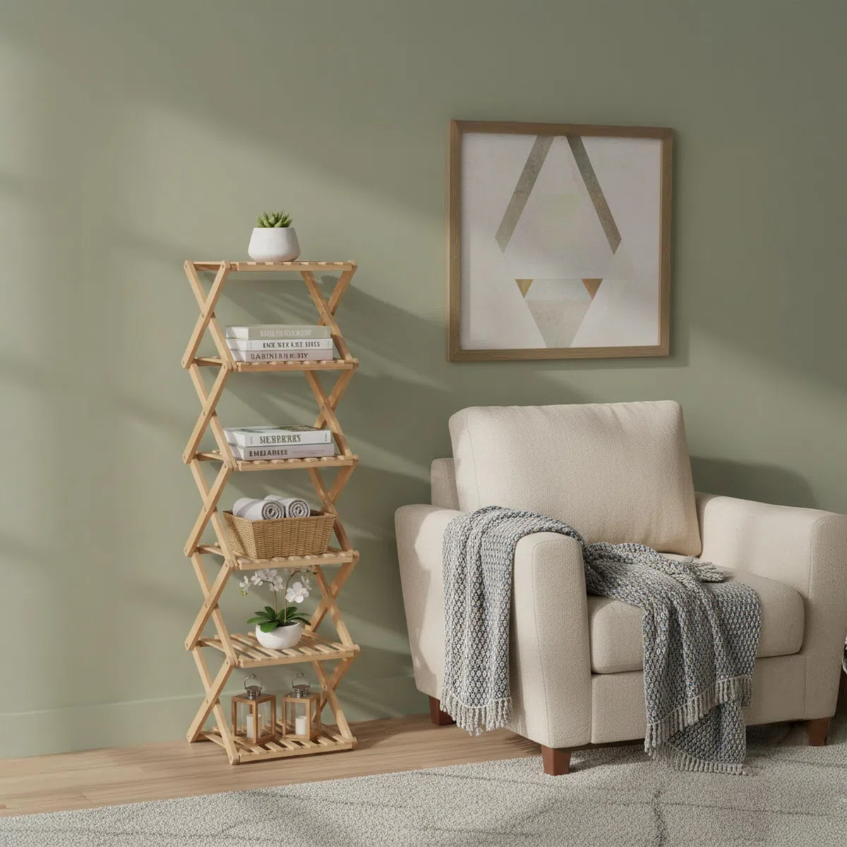 Relaxdays Scaffale portascarpe Pieghevole in bambù – 6 Ripiani, Compatto 105x28x28cm Naturale