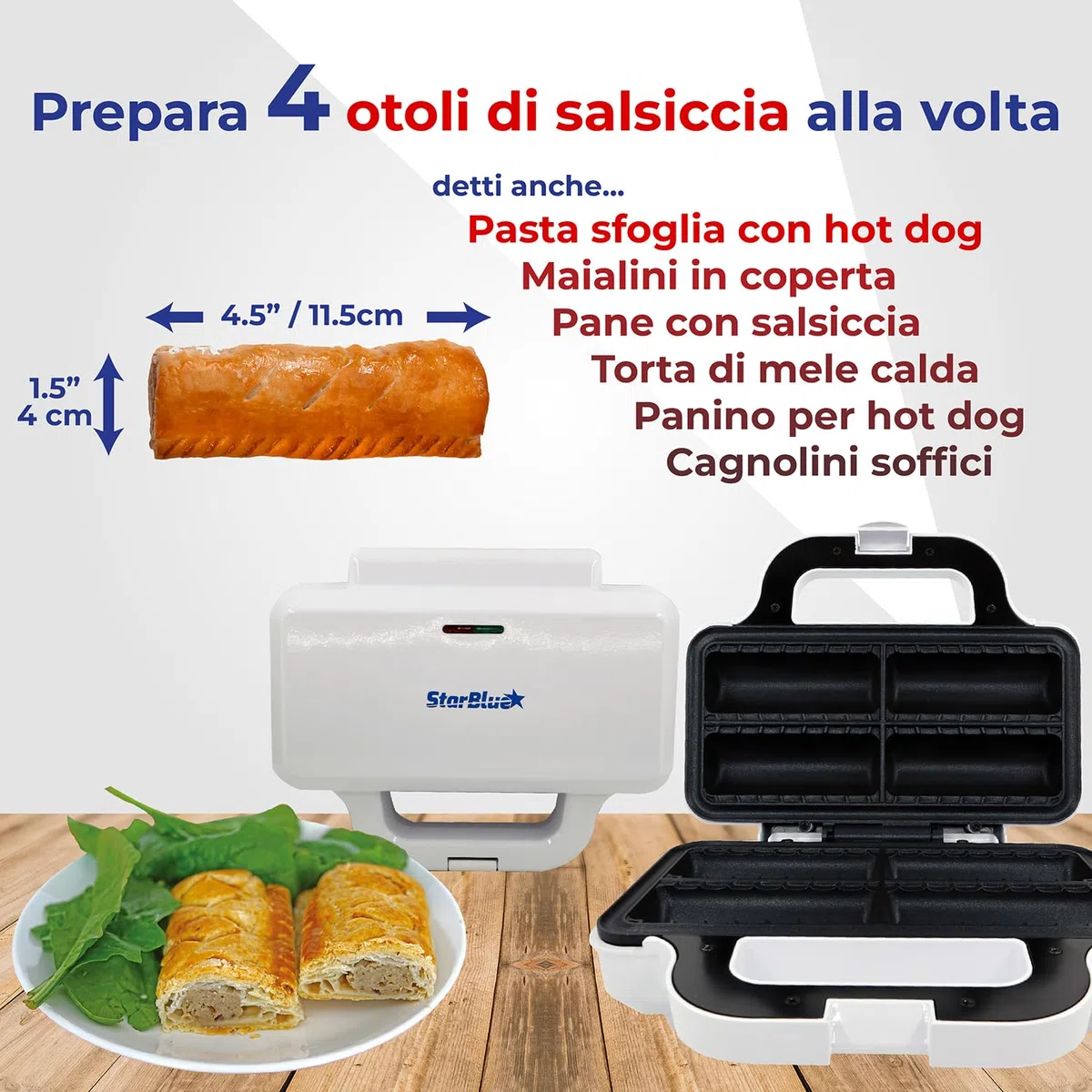 StarBlue - Macchina per salsicce con ebook di ricette GRATUITO - 220-240V 50/60Hz 850W Spina del Regno Unito, Adattatore Europa Incluso