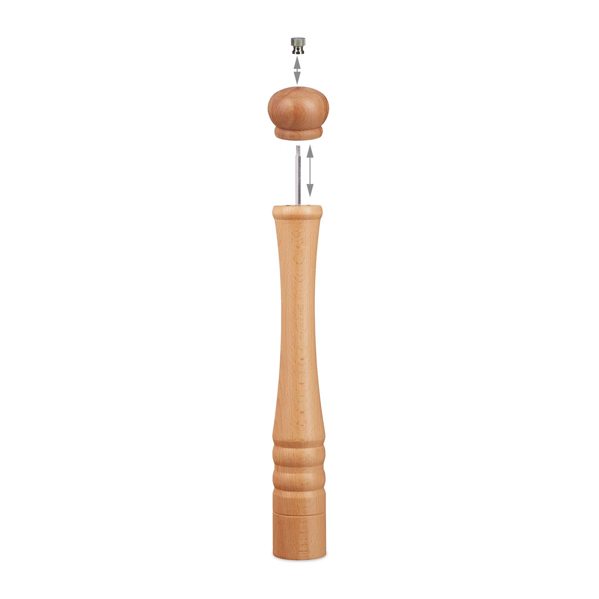 Relaxdays Macina Sale e Pepe in Legno, Macinino in Ceramica, Grande HxD: 51,5 x 6 cm, Macinaspezie Classico, Naturale