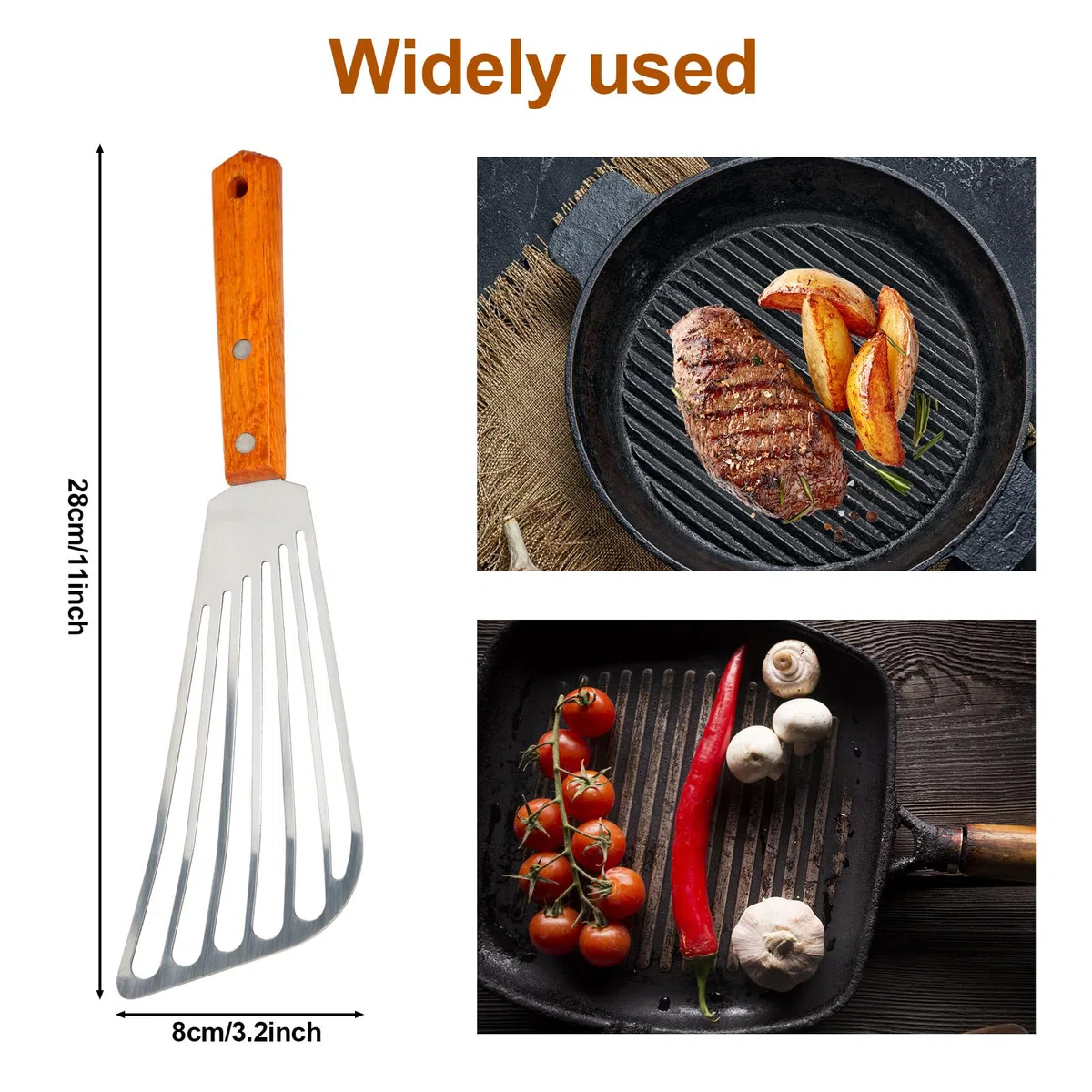 BOXOB 2pz Spatola per Pesce in Acciaio Inossidabile, Set di Spatole Pesce Resistenti Spatola Scanalata da Cucina per Girare Pancake Uova e Altro Ancora