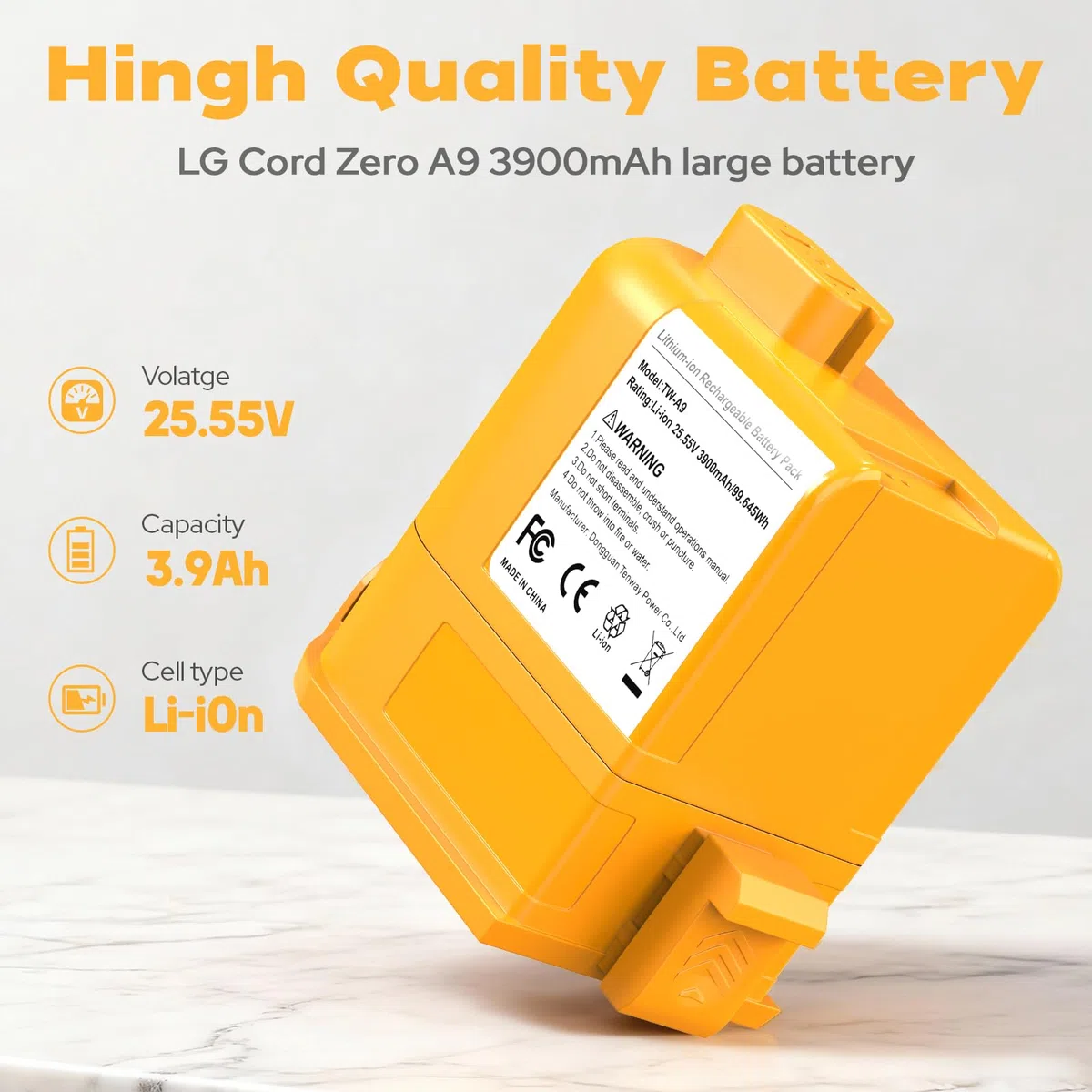Batteria 3900 mAh per LG Cord Zero A9 Vacuum A9K-Core A9MAX A9T-Ultra A9K-PRO A9M A9MULTI2X A908MVR A929KVM A958S A958SA A9K MAX A916 A958 A905M A907GMS