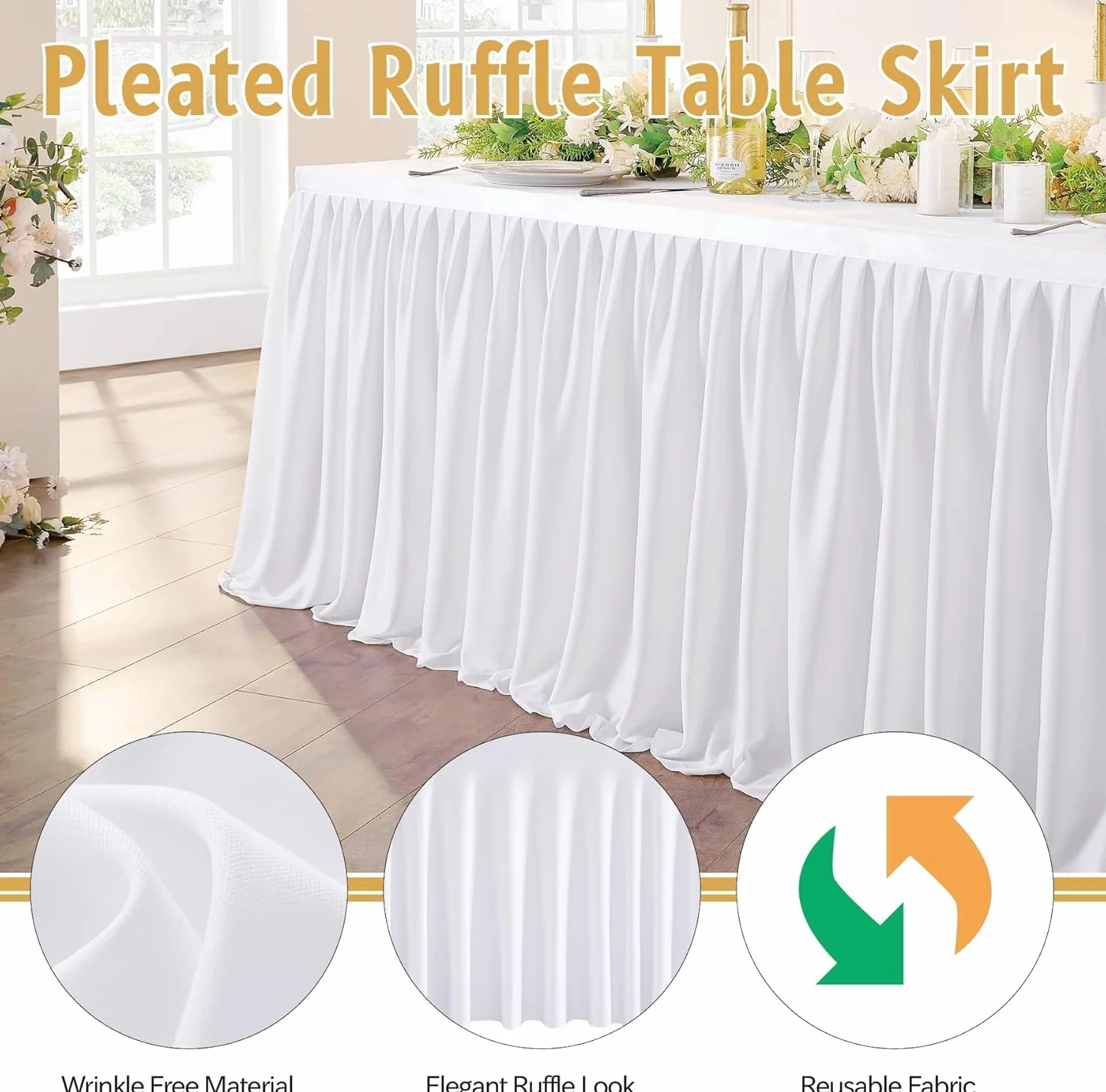 NSSONBEN Bianco Tutu Gonna da Tavolo Bianco Tulle Gonne da Tavolo per Feste Matrimoni Festa di Compleanno Bambino Doccia Decorazione 2Yard/6ft/L183cm*H77cm