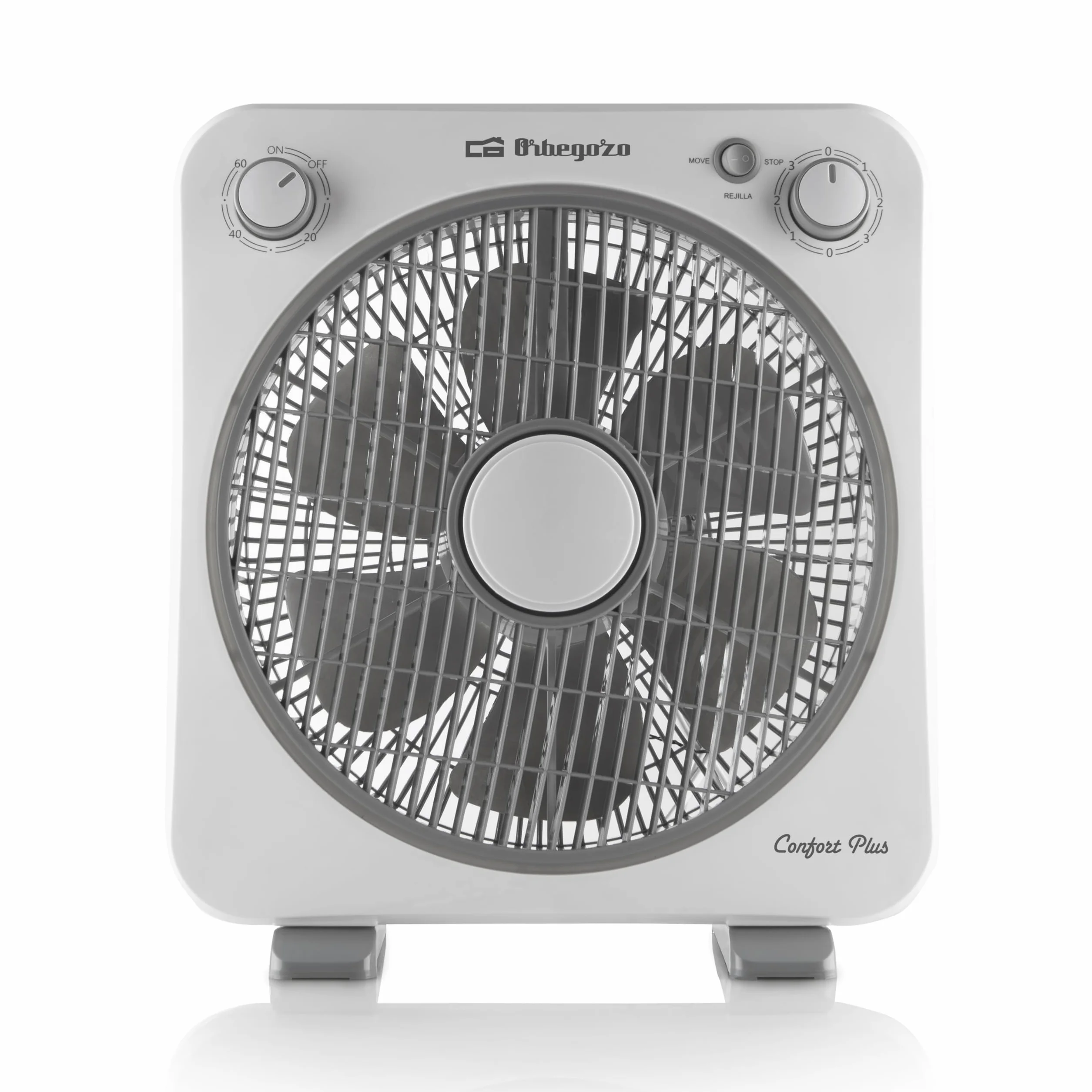 Orbegozo BF 0138 - Ventilatore da pavimento a 6 pale, griglia di protezione girevole bidirezionale, 3 velocità di ventilazione, diffusore girevole, timer 60 minuti, potenza 40 W