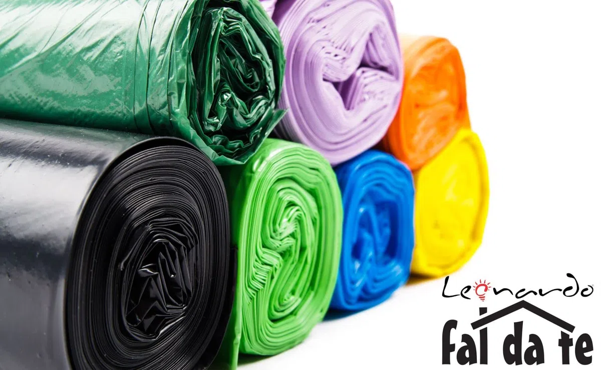 Leonardo Fai Da Te - Grandi sacchi spazzatura 55x70, 200 sacchetti, sacchi neri resistenti - 100% plastica riciclabile, 100% Made in Italy